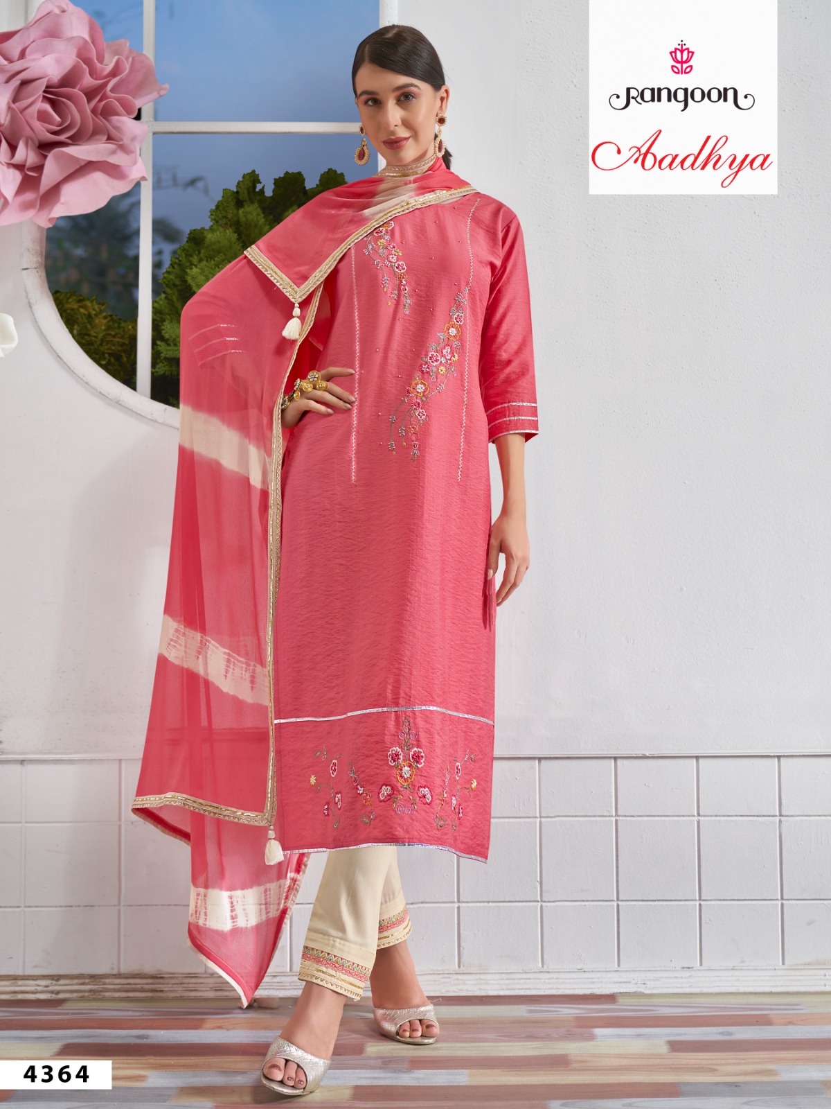 rangoon aadhya viscose new and modern look top bottom with dupatta catalog