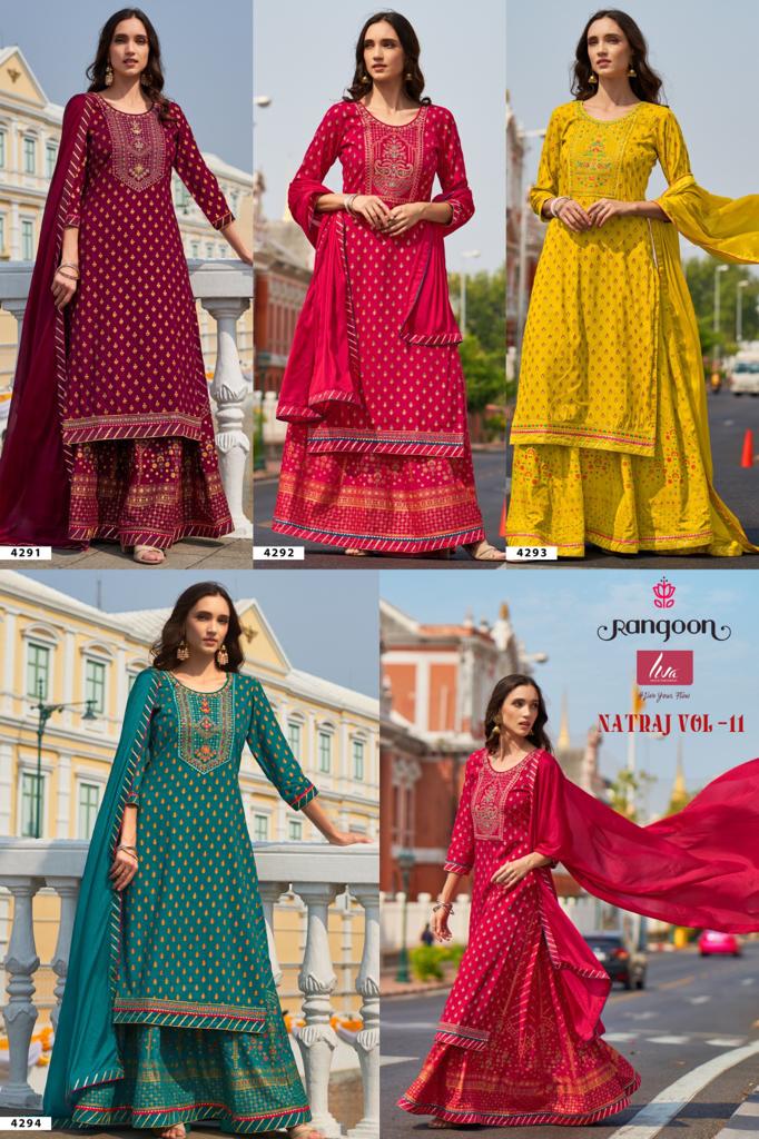 rangoon natraj vol 11 rayon new and modern style top lahengha with dupatta catalog