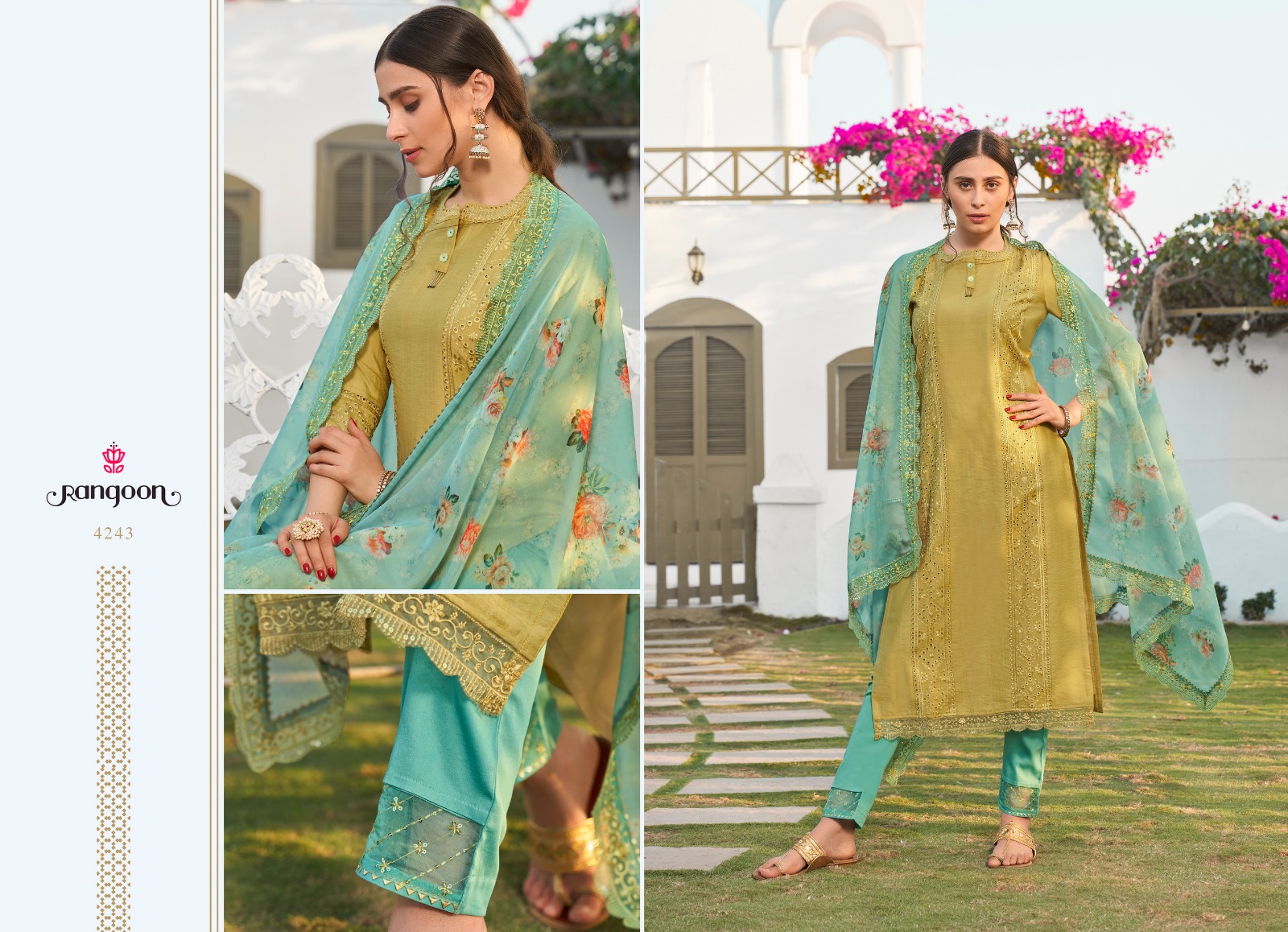 rangoon pakhi viscose exclusive print top bottom with dupatta catalog