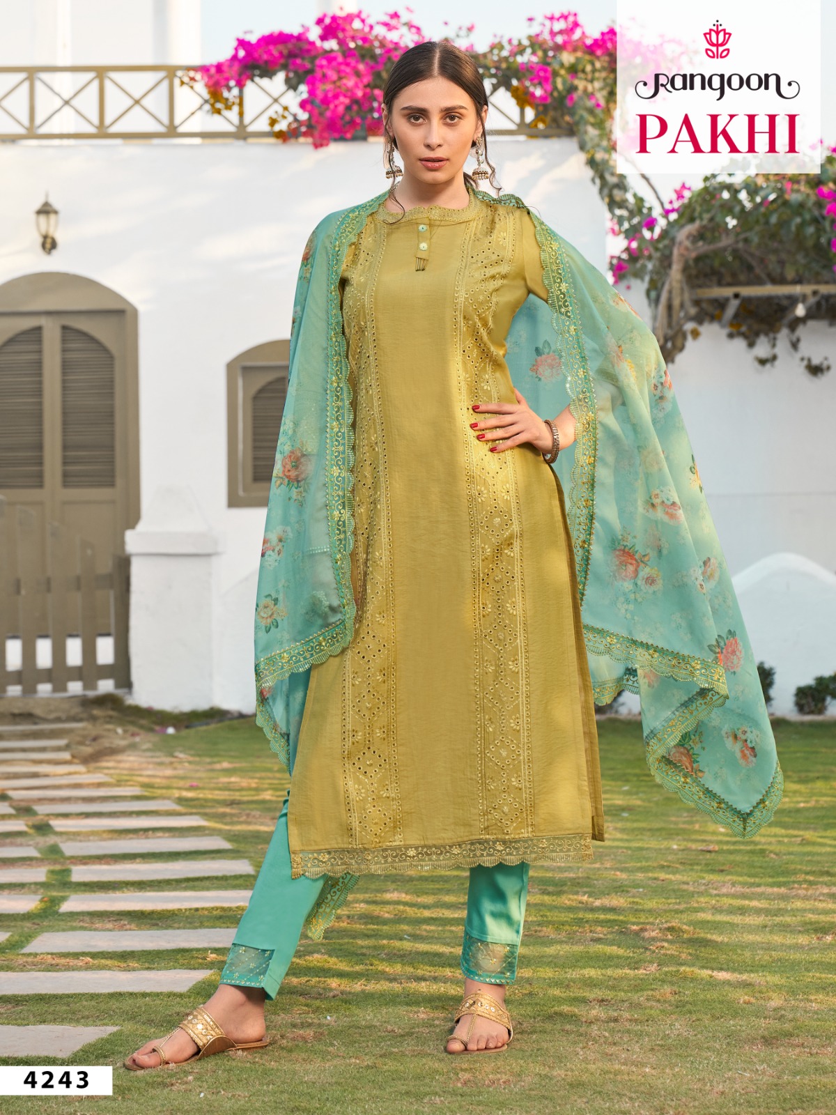 rangoon pakhi viscose exclusive print top bottom with dupatta catalog