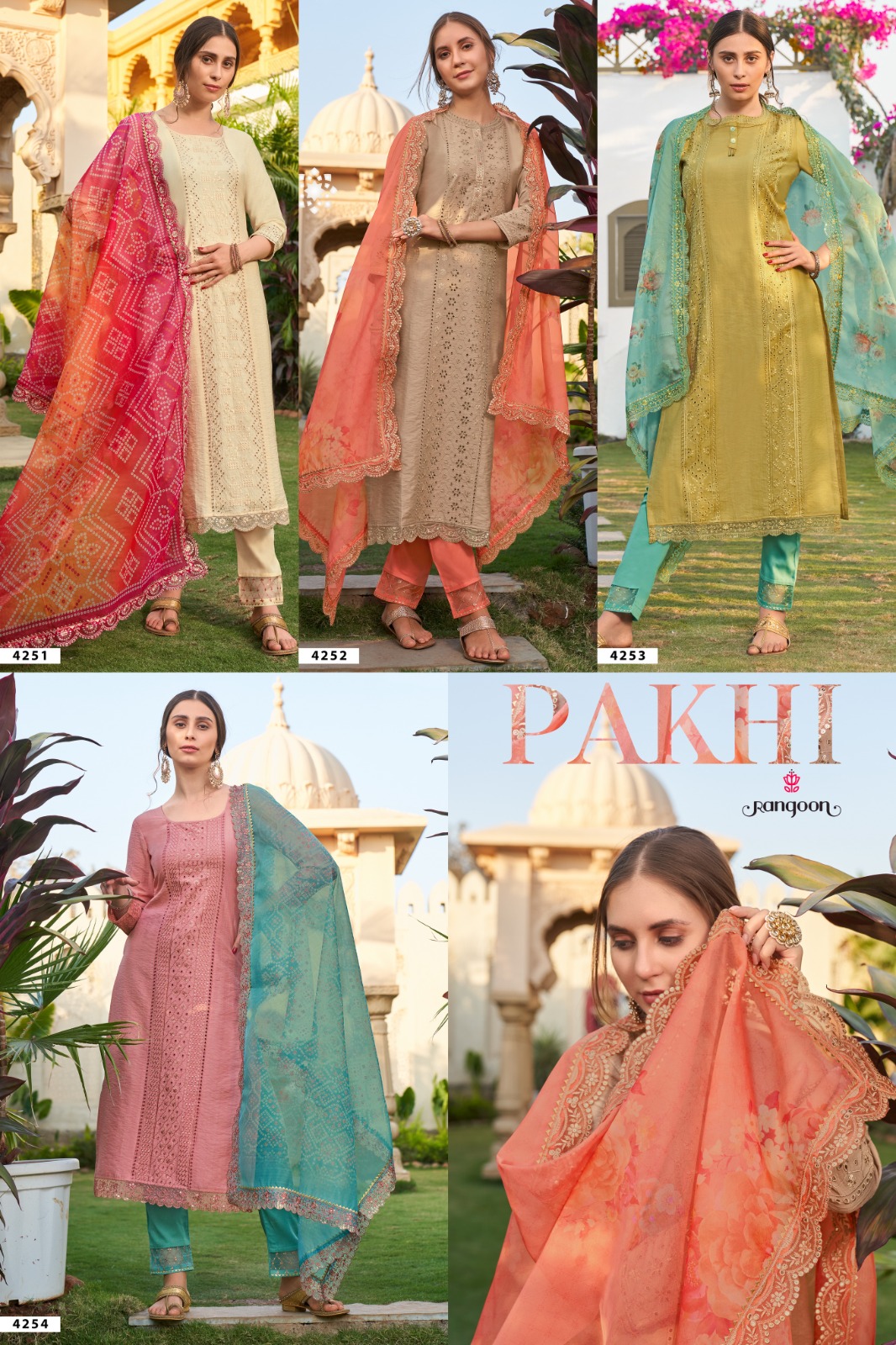 rangoon pakhi viscose exclusive print top bottom with dupatta catalog