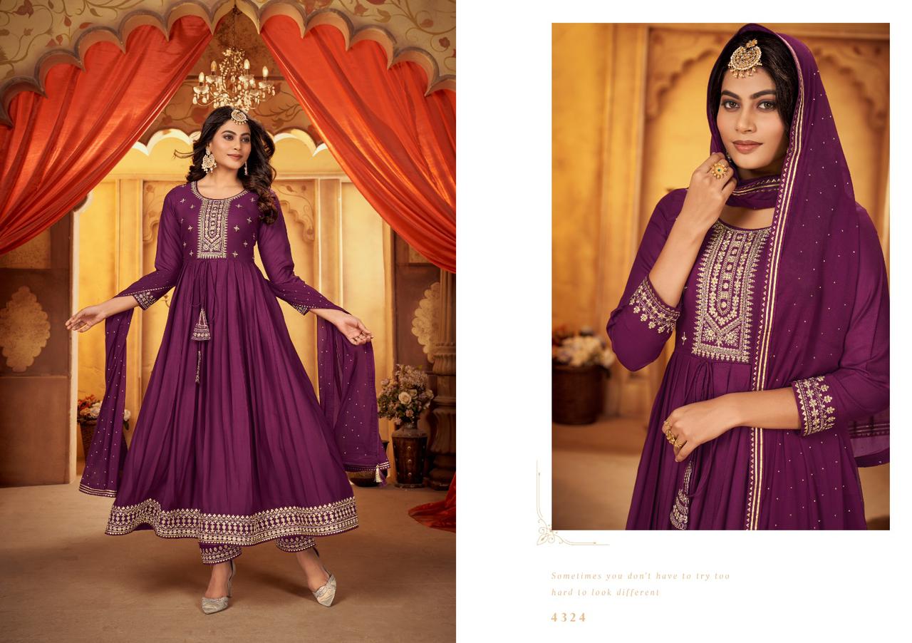 rangoon reva rayon new and modern look top bottom with dupatta catalog