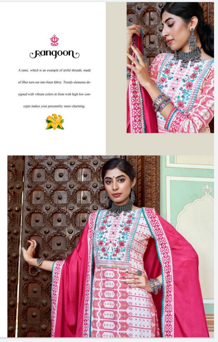 rangoon titlee rayon new and modern style top bottom with dupatta catalog