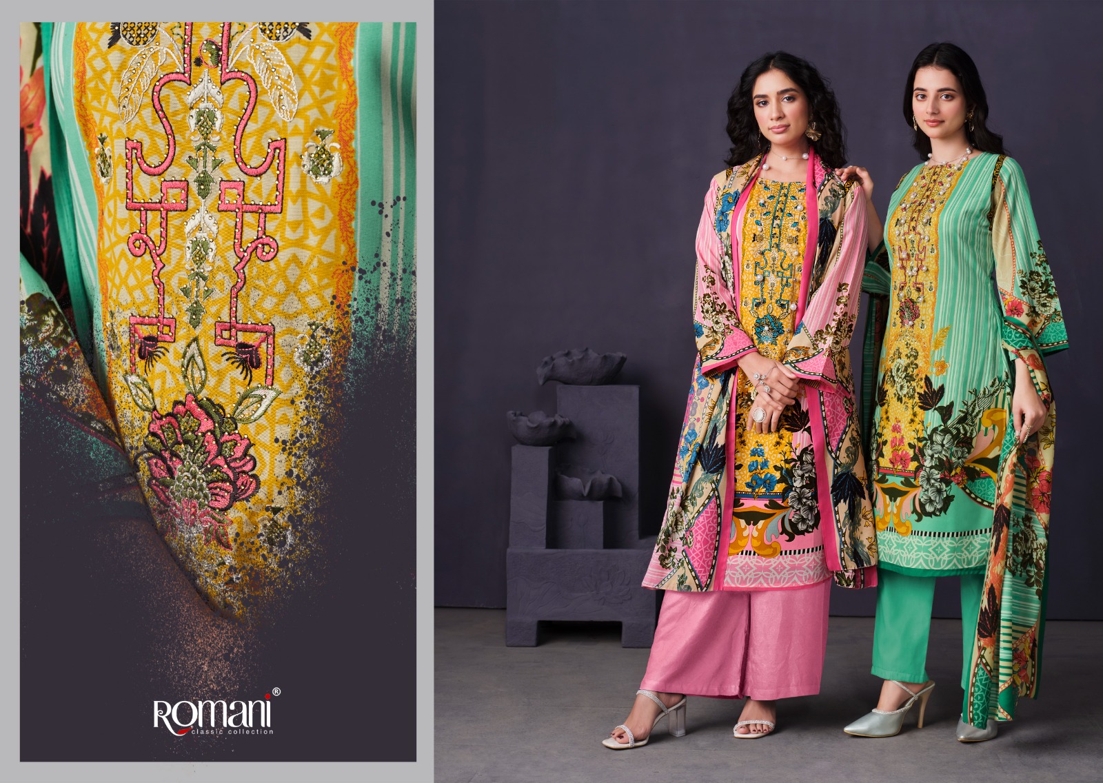 romani mareena vol 12 cotton regal look salwar suit catalog