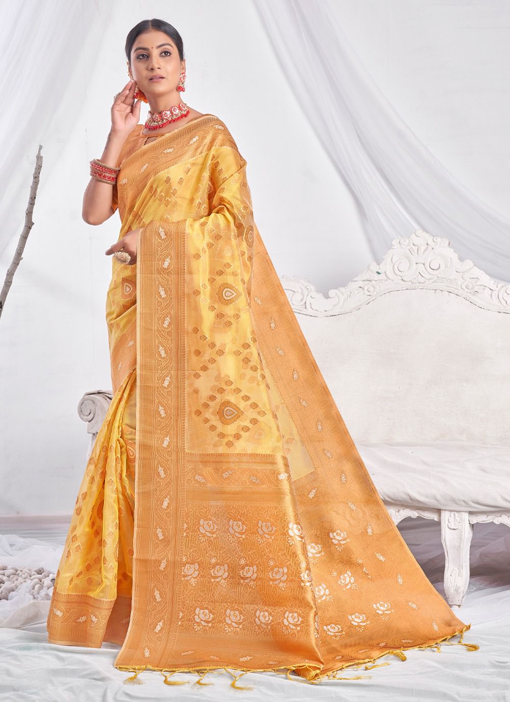 sangam print gouri organza graceful look saree catalog