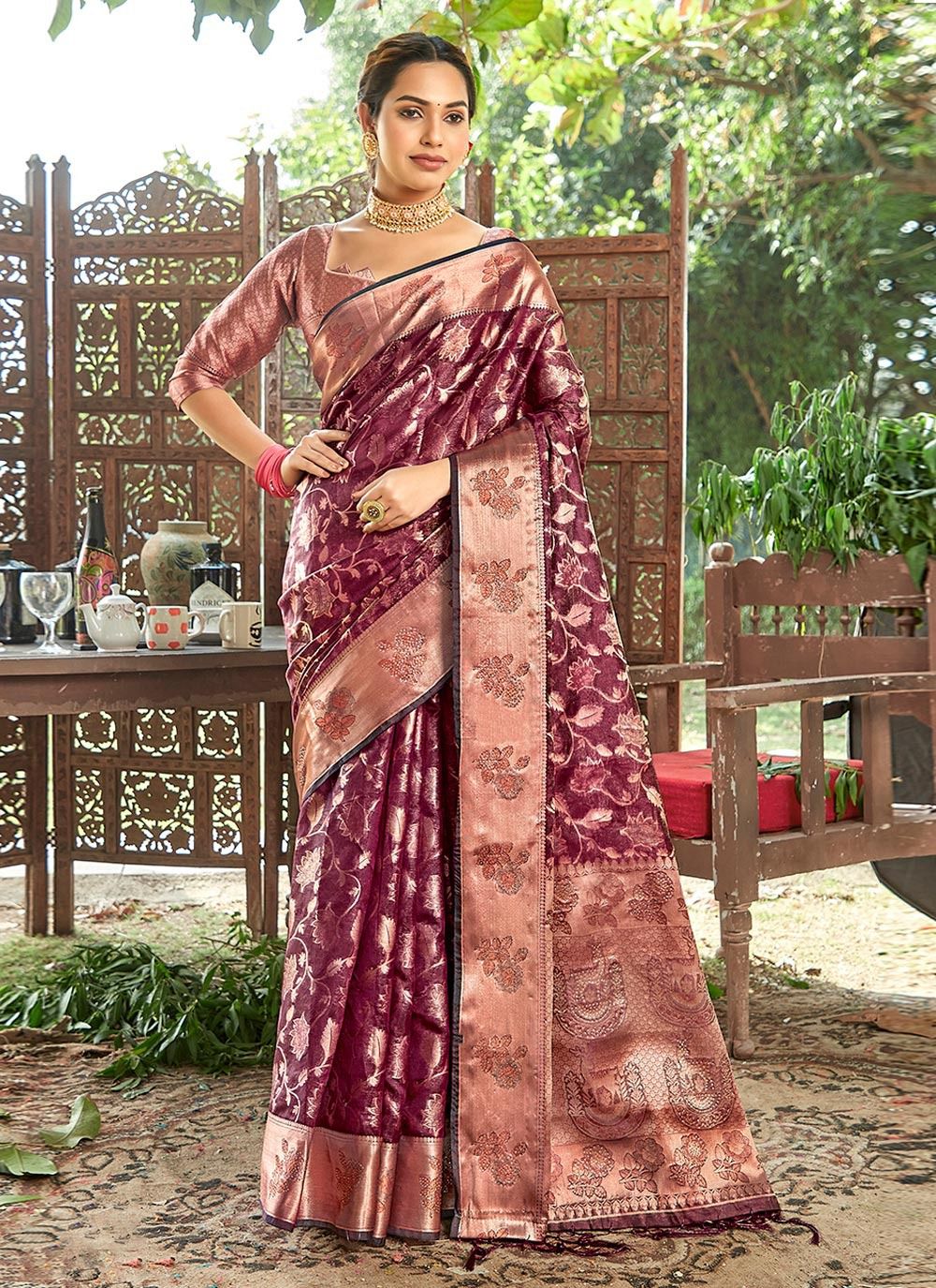 sangam print kashish Organza decent look saree catalog