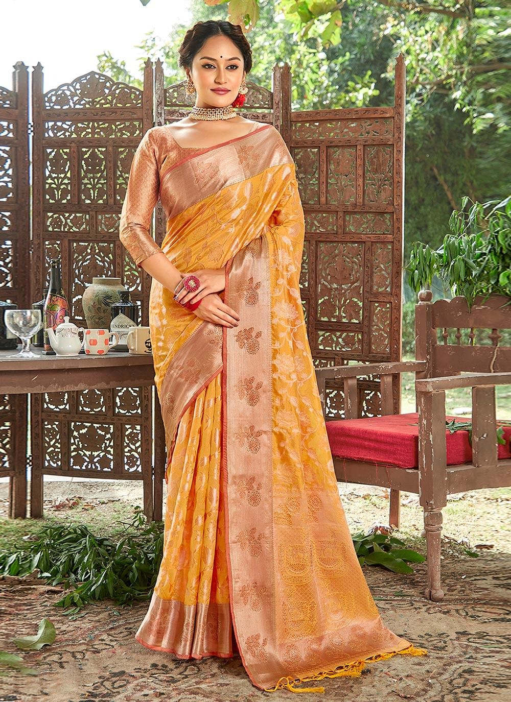 sangam print kashish Organza decent look saree catalog