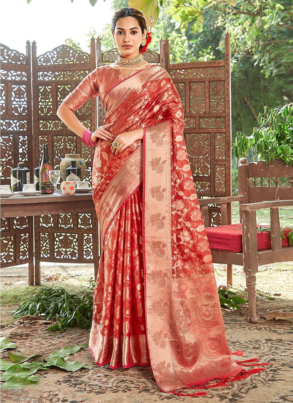 sangam print kashish Organza decent look saree catalog