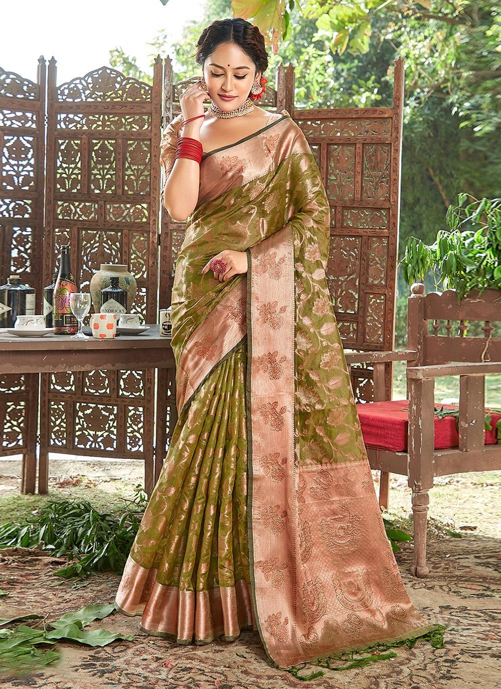 sangam print kashish Organza decent look saree catalog