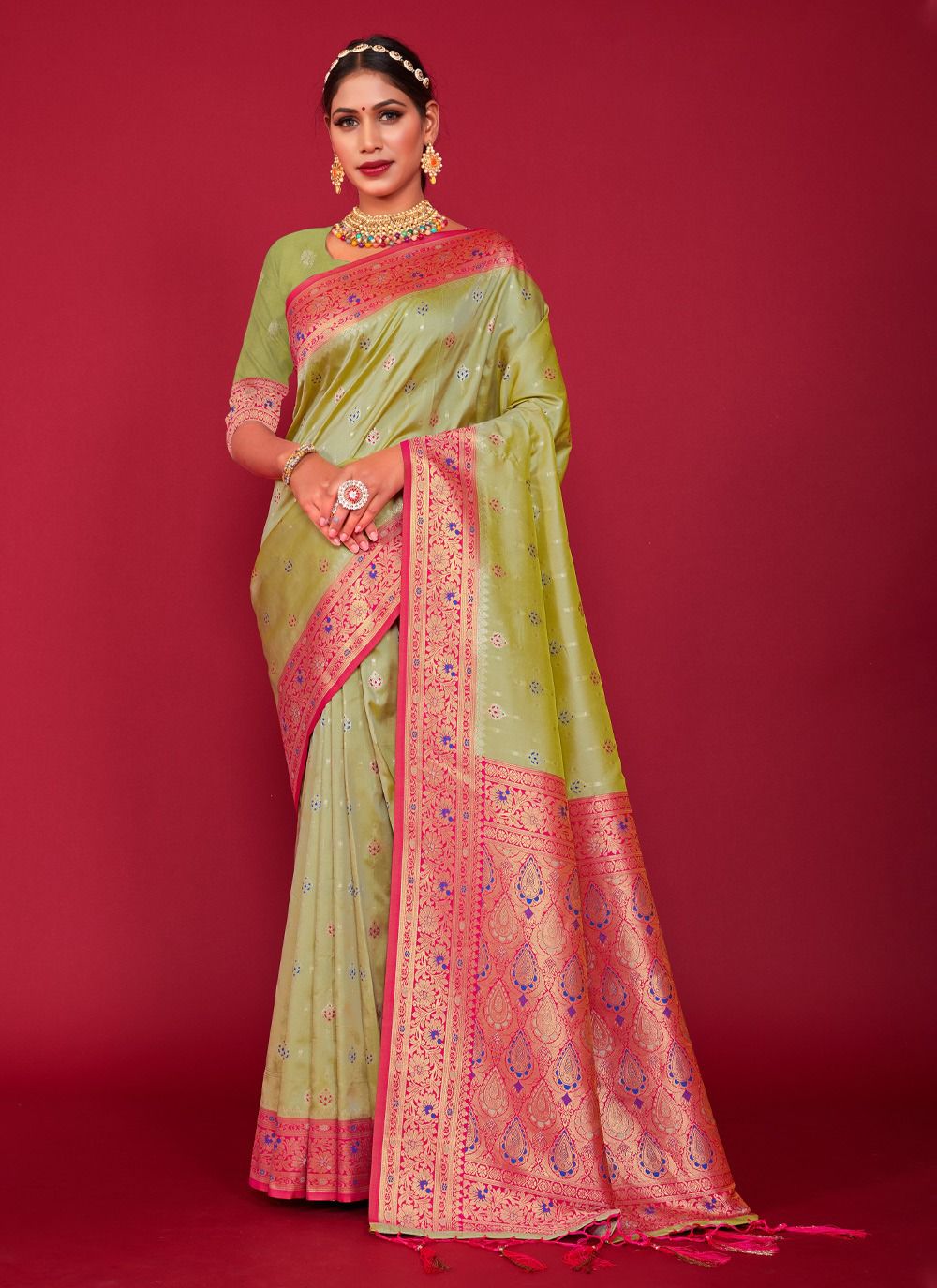 sangam print lalpari silk graceful look saree catalog