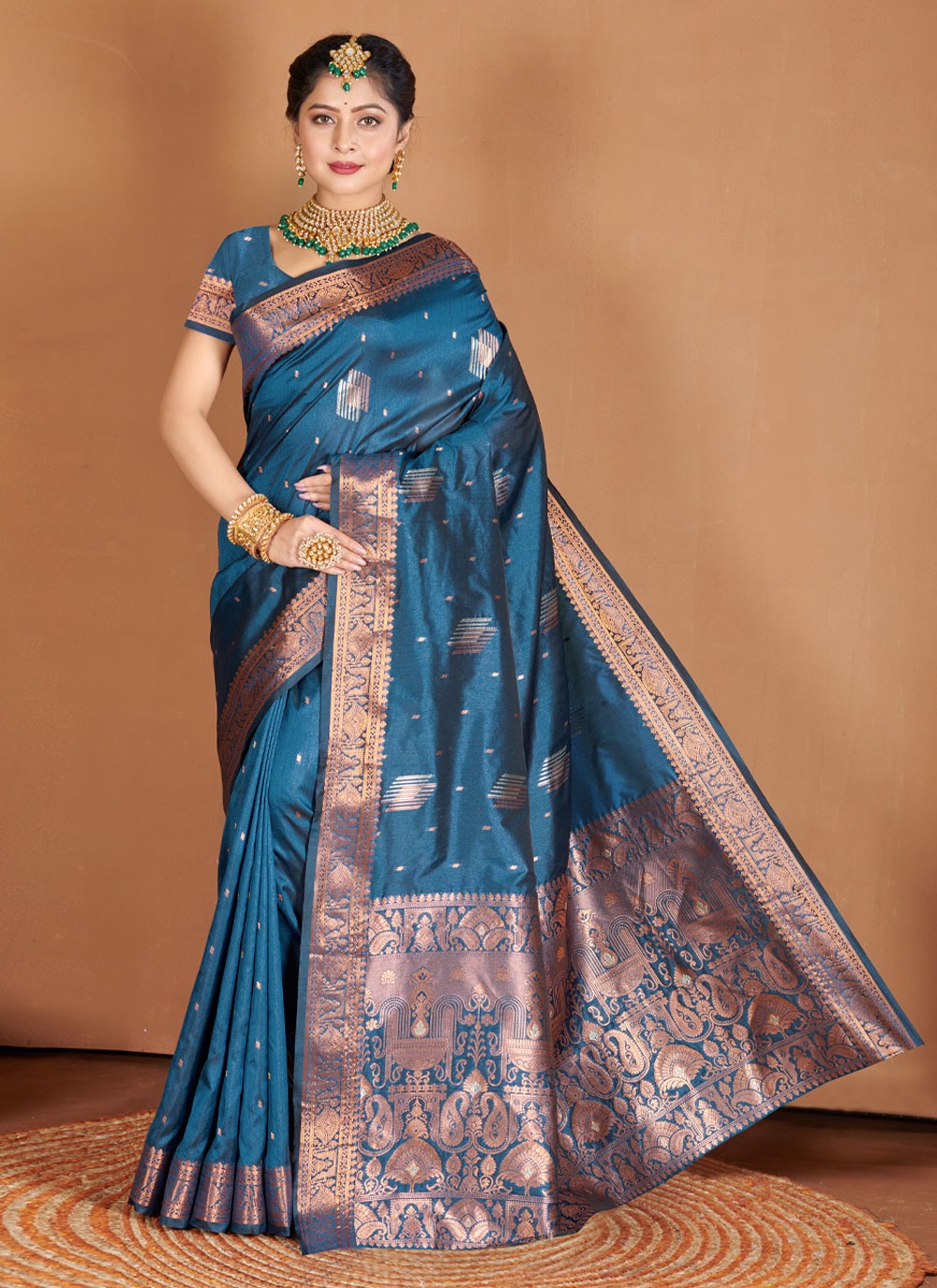 sangam print piya basanti silk regal look saree catalog