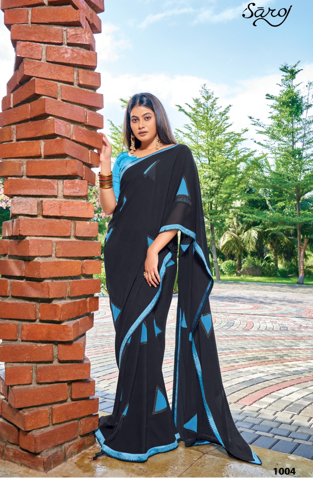 saroj nagme Heavy Geometric attractive look saree catalog