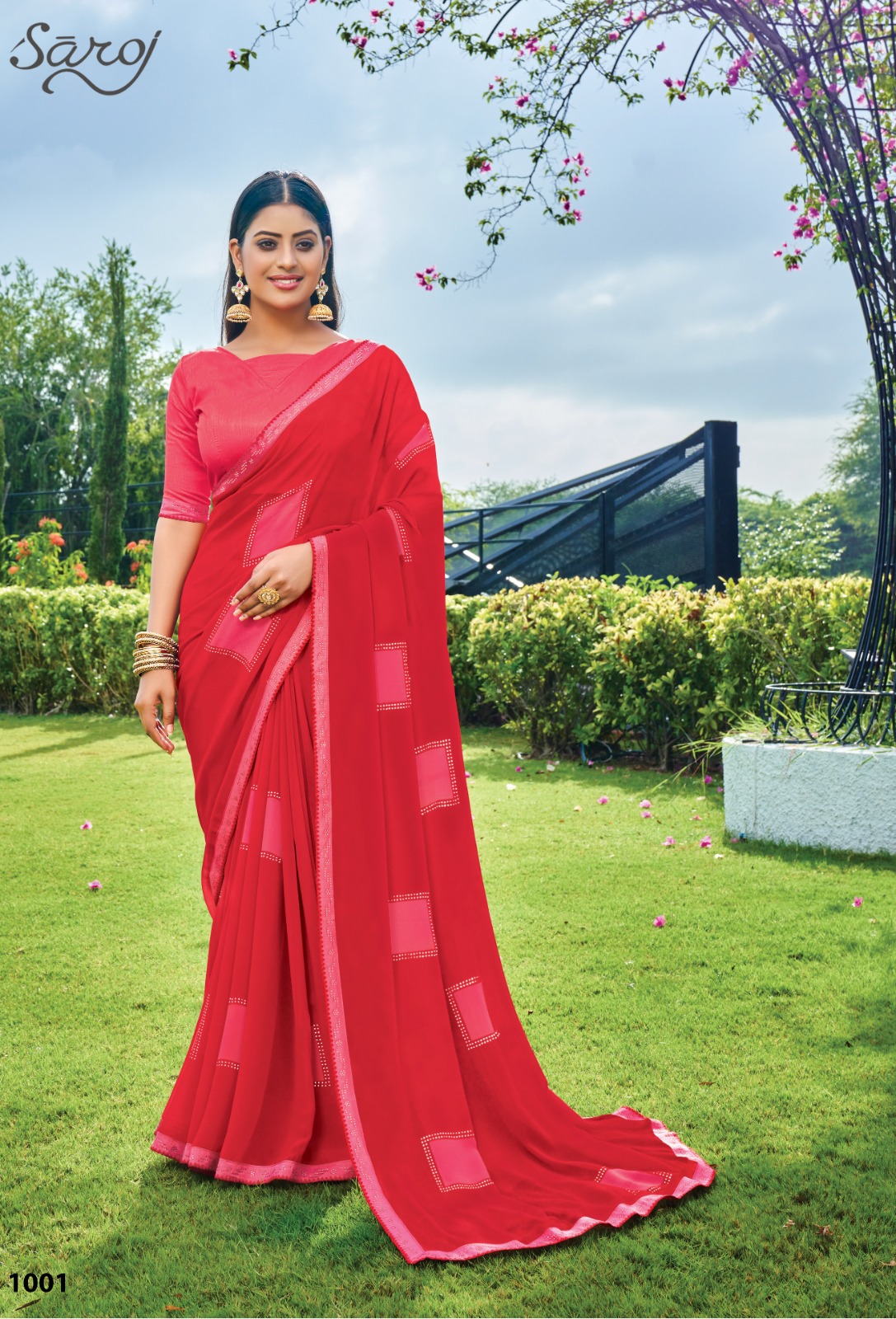 saroj nagme Heavy Geometric attractive look saree catalog