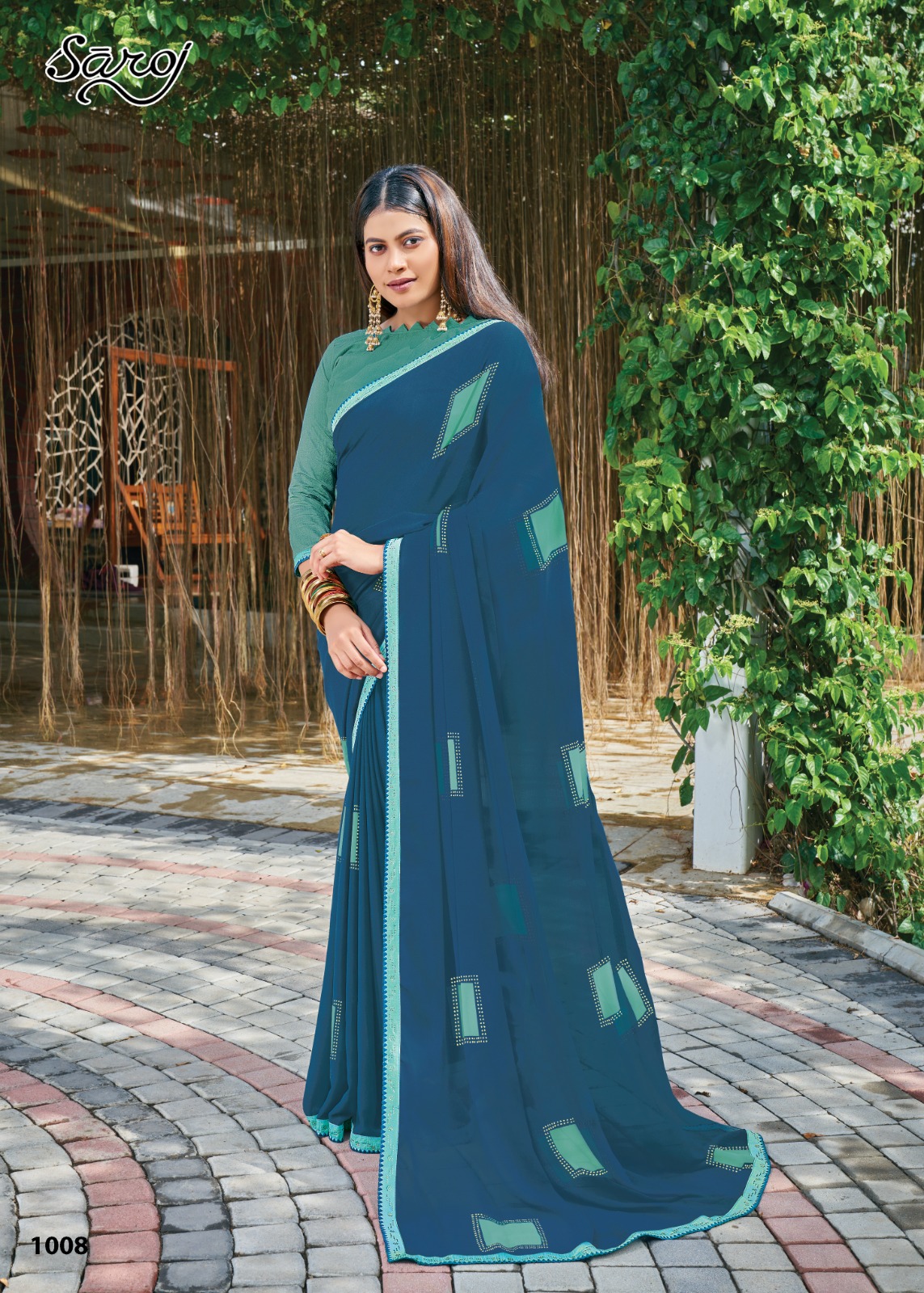 saroj nagme Heavy Geometric attractive look saree catalog