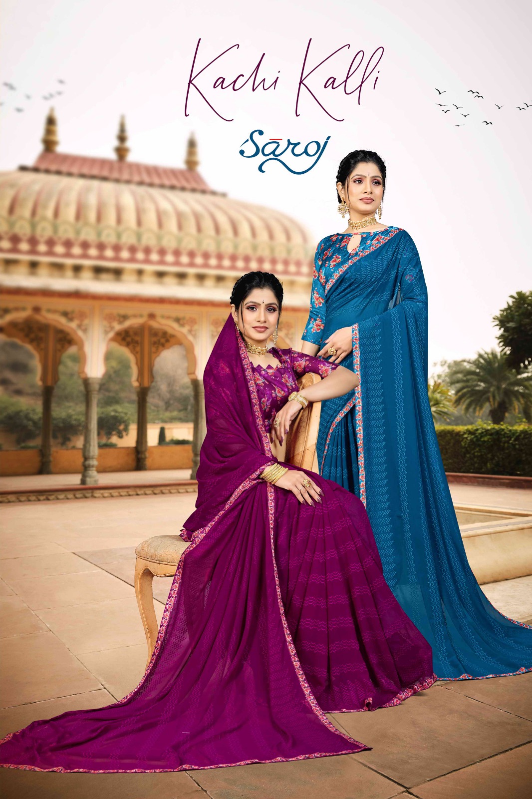 saroj saree Kachi Kalli fancy catchy look saree catalog