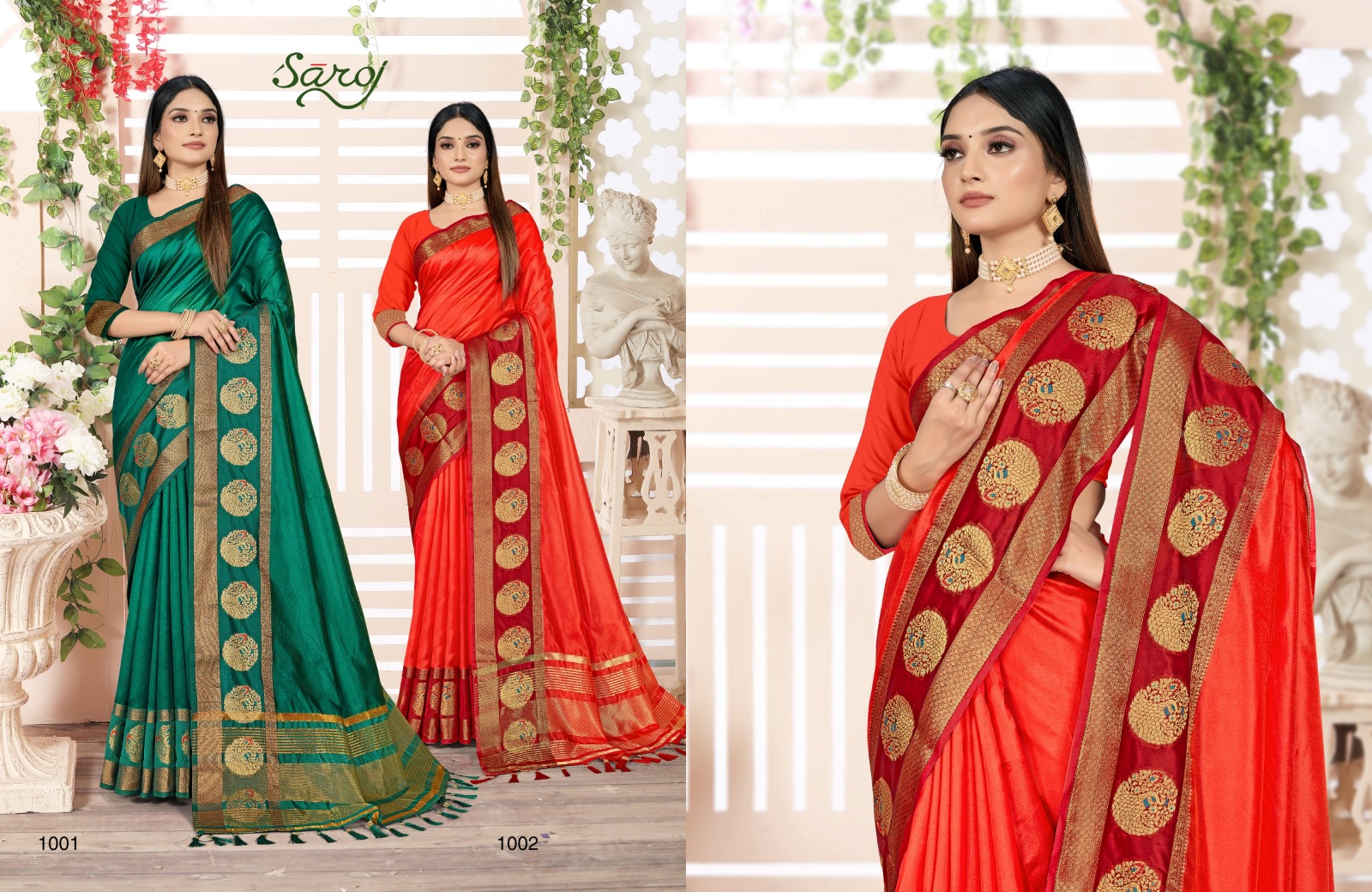 saroj saree raaga silk 2 organza Elegant look saree catalog