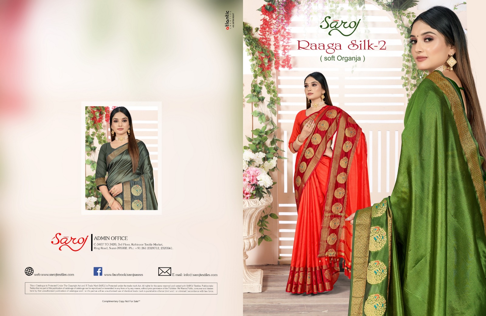 saroj saree raaga silk 2 organza Elegant look saree catalog