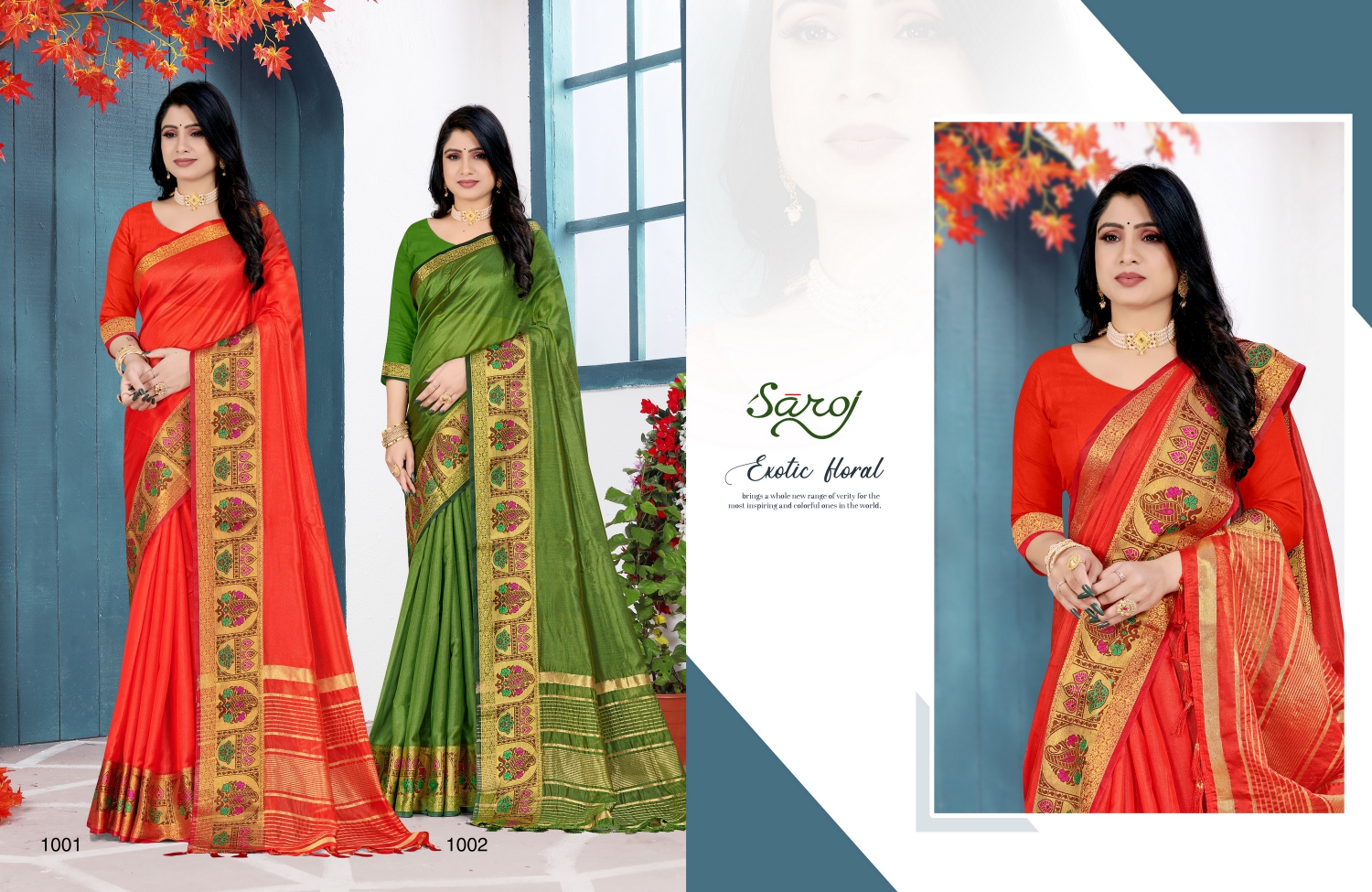 saroj saree raaga silk 3 organza regal look saree catalog