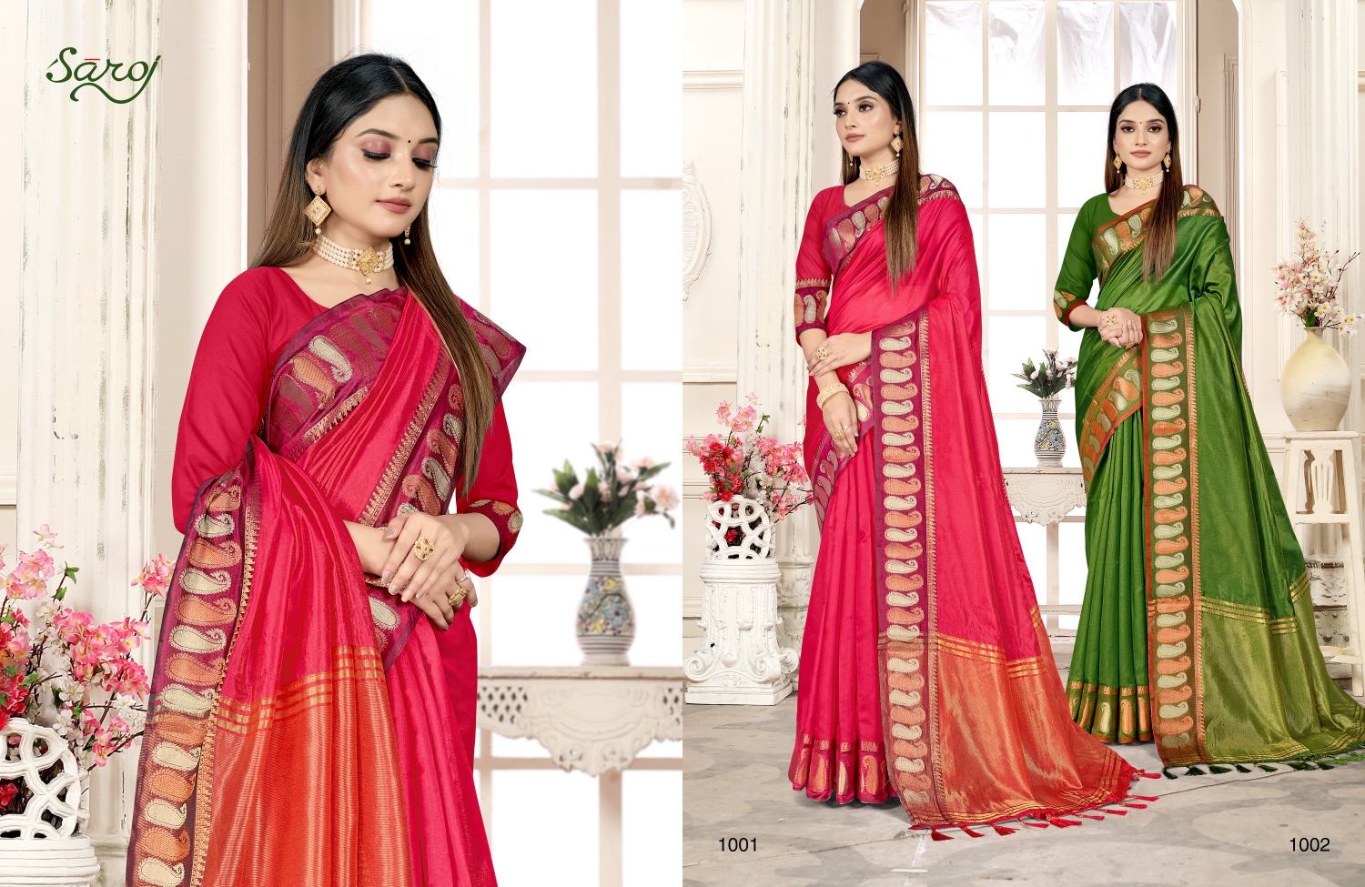 saroj saree raaga silk 4 organza innovative look saree catalog