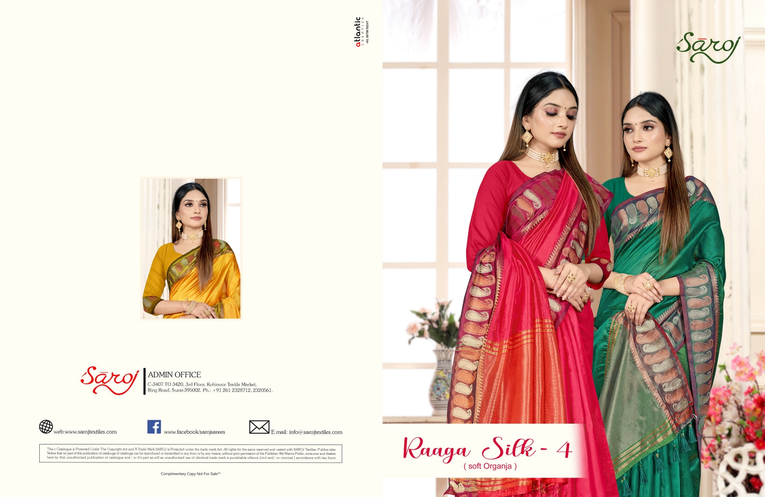 saroj saree raaga silk 4 organza innovative look saree catalog