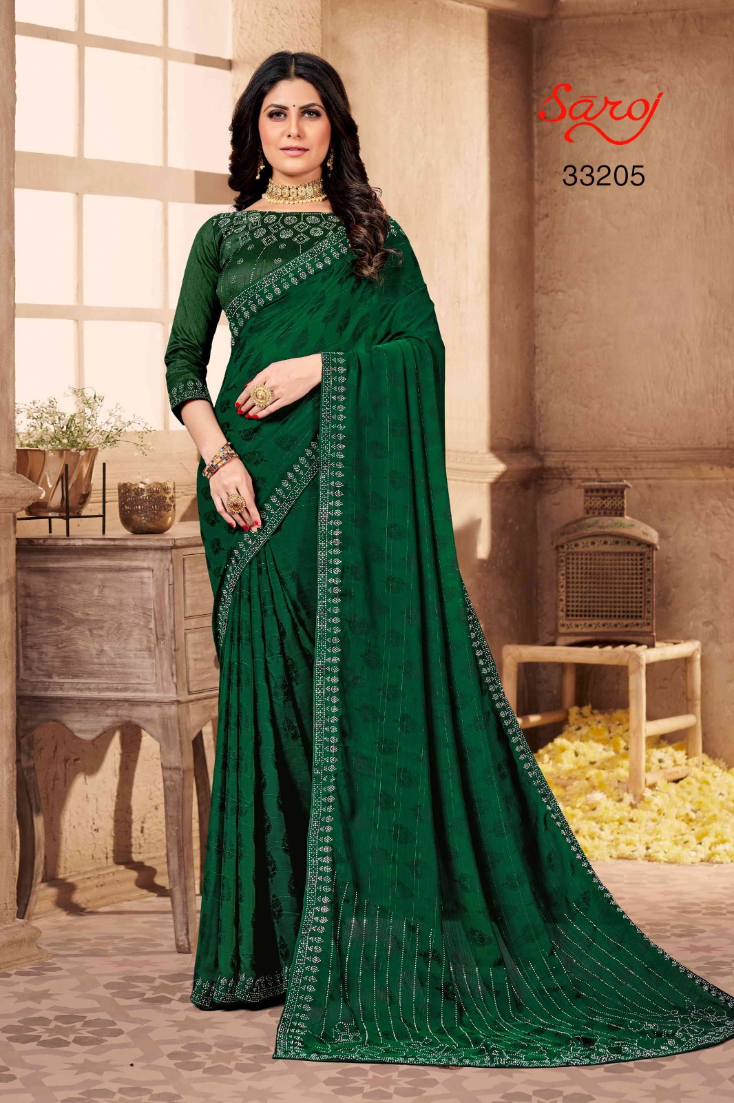 saroj saree Raasiya chiffon regal look saree catalog