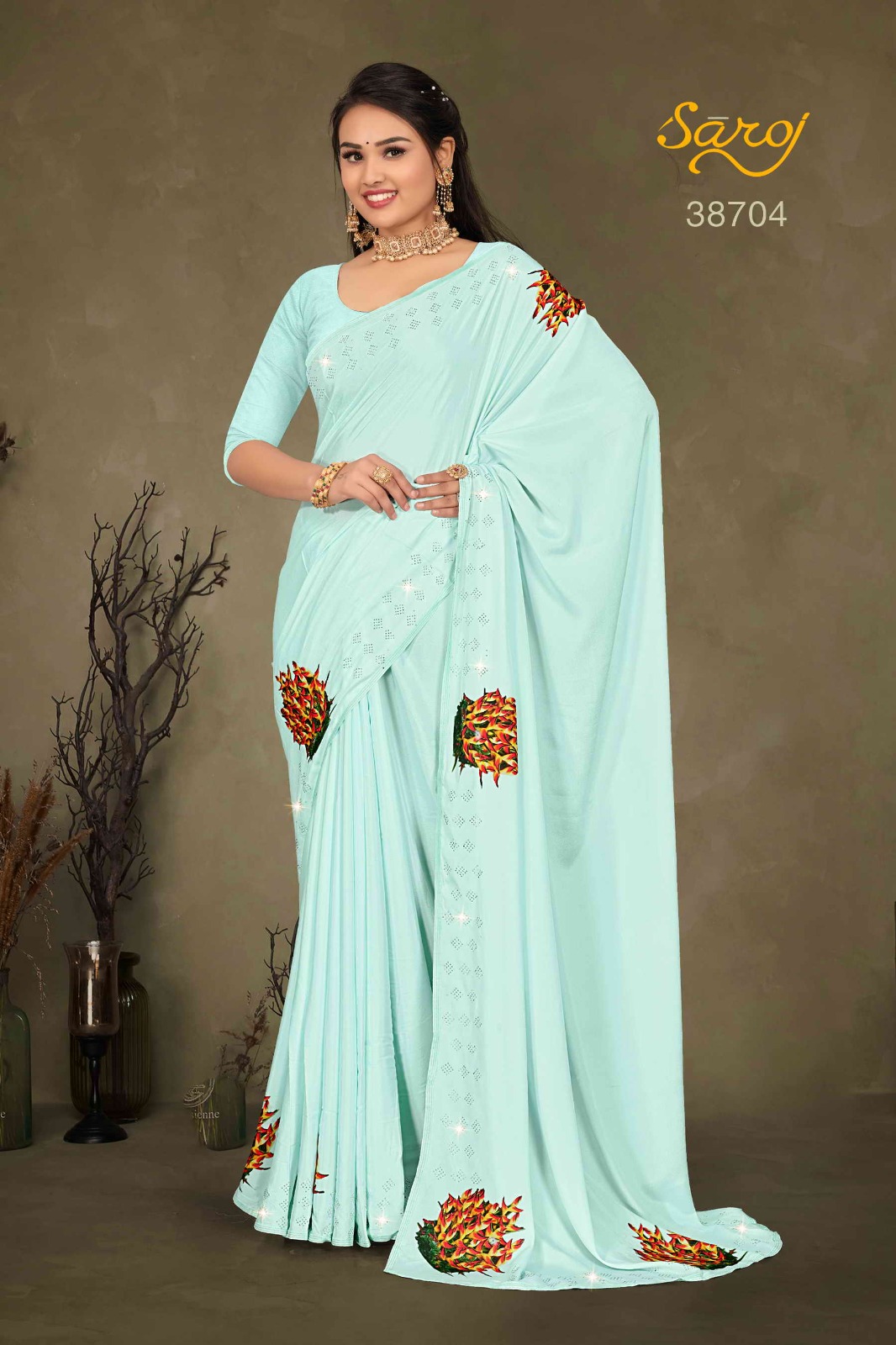 saroj saree Tanmayi crape silk regal look saree catalog