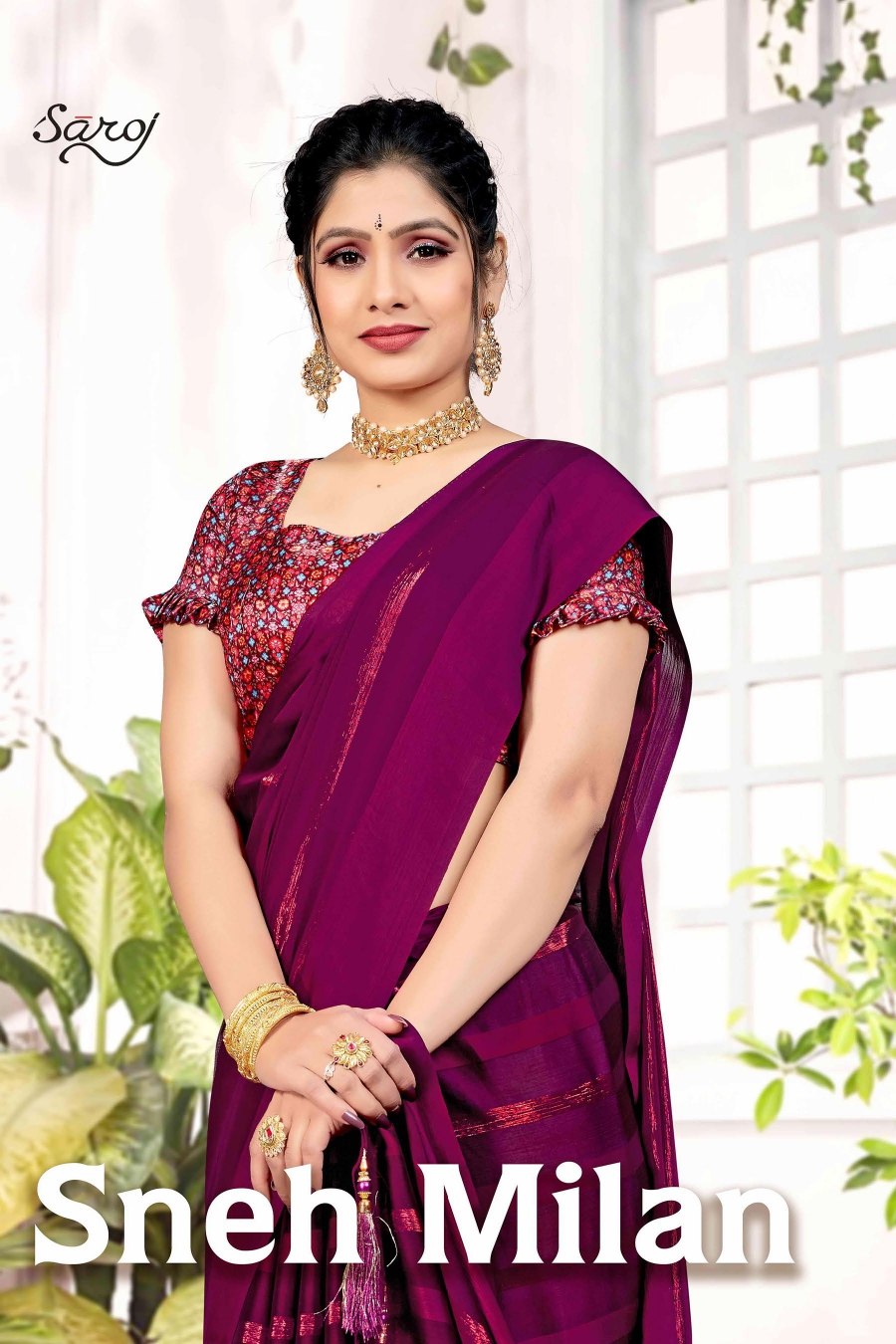 saroj sneh milan fancy attractive look saree catalog