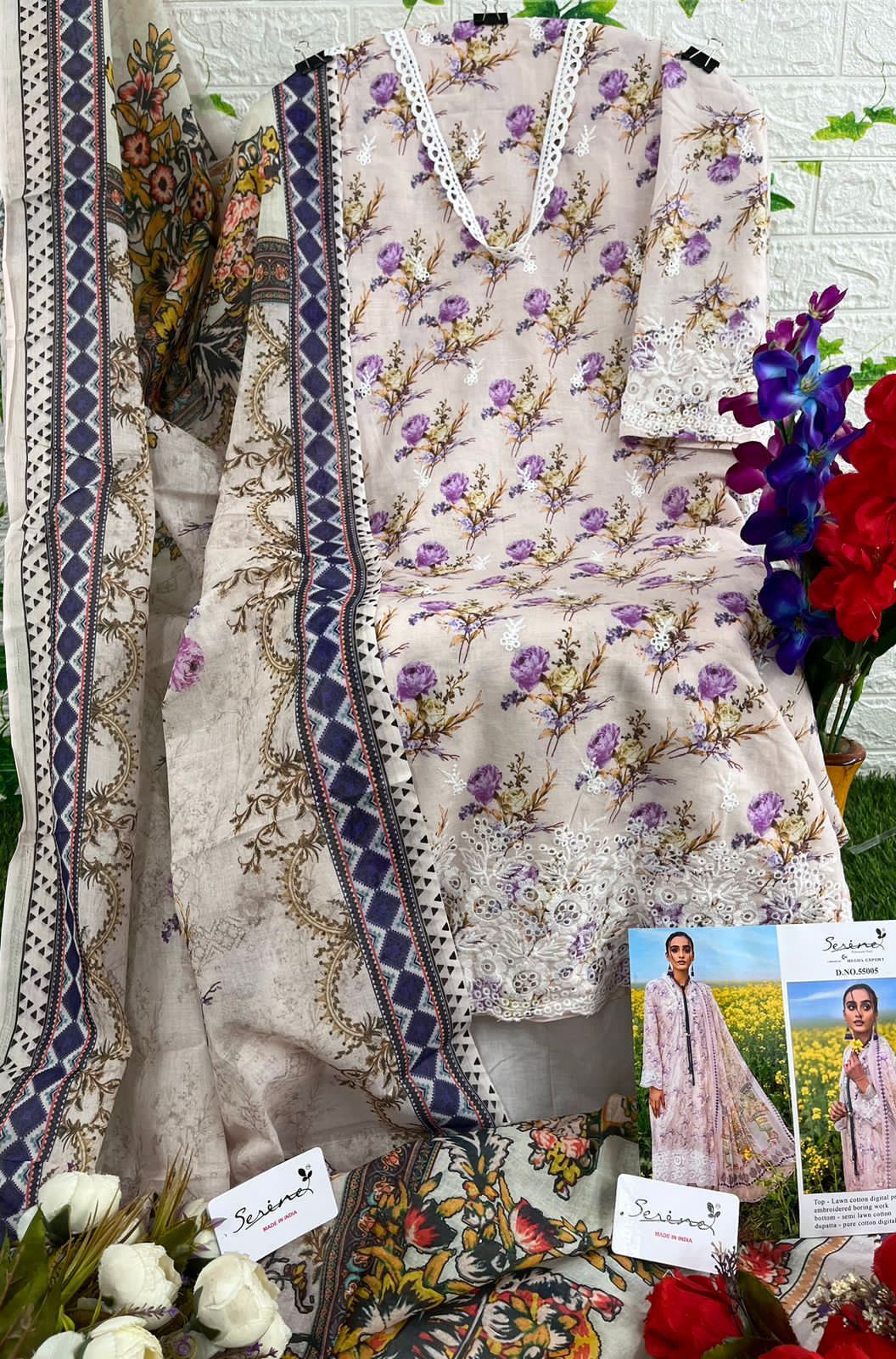 serine Megha Exports adan libas sarsoon lawn cotton decent look salwar suit chiffon dupatta catalog