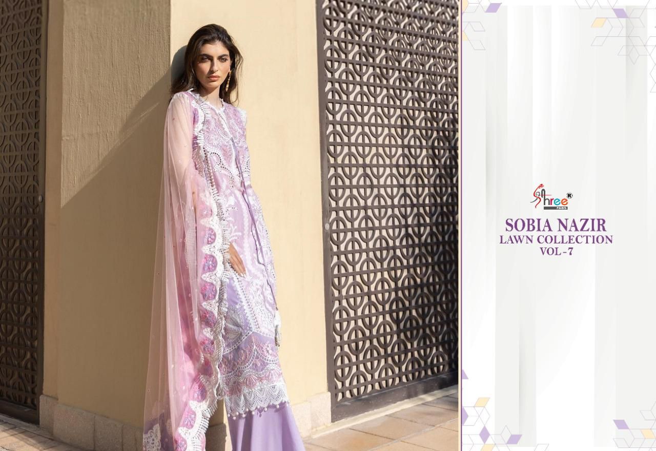 shree fab sobiya nazir lawn collection vol 7 cotton regal look salwar suit  catalog