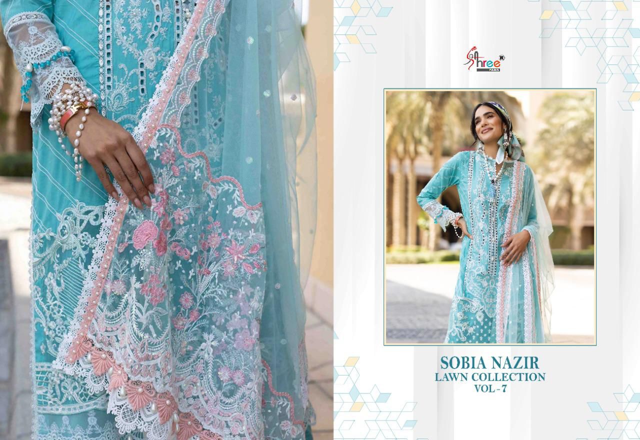 shree fab sobiya nazir lawn collection vol 7 cotton regal look salwar suit  catalog