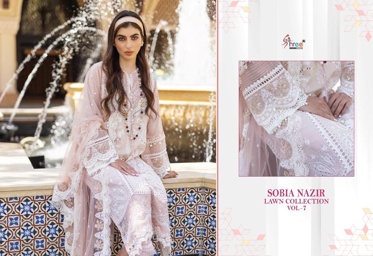 shree fab sobiya nazir lawn collection vol 7 cotton regal look salwar suit  catalog