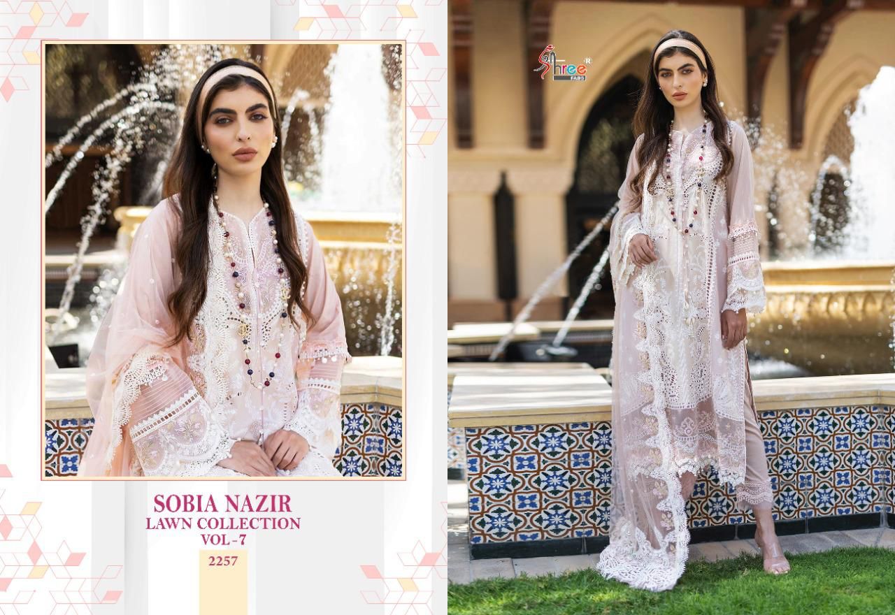 shree fab sobiya nazir lawn collection vol 7 cotton regal look salwar suit  catalog