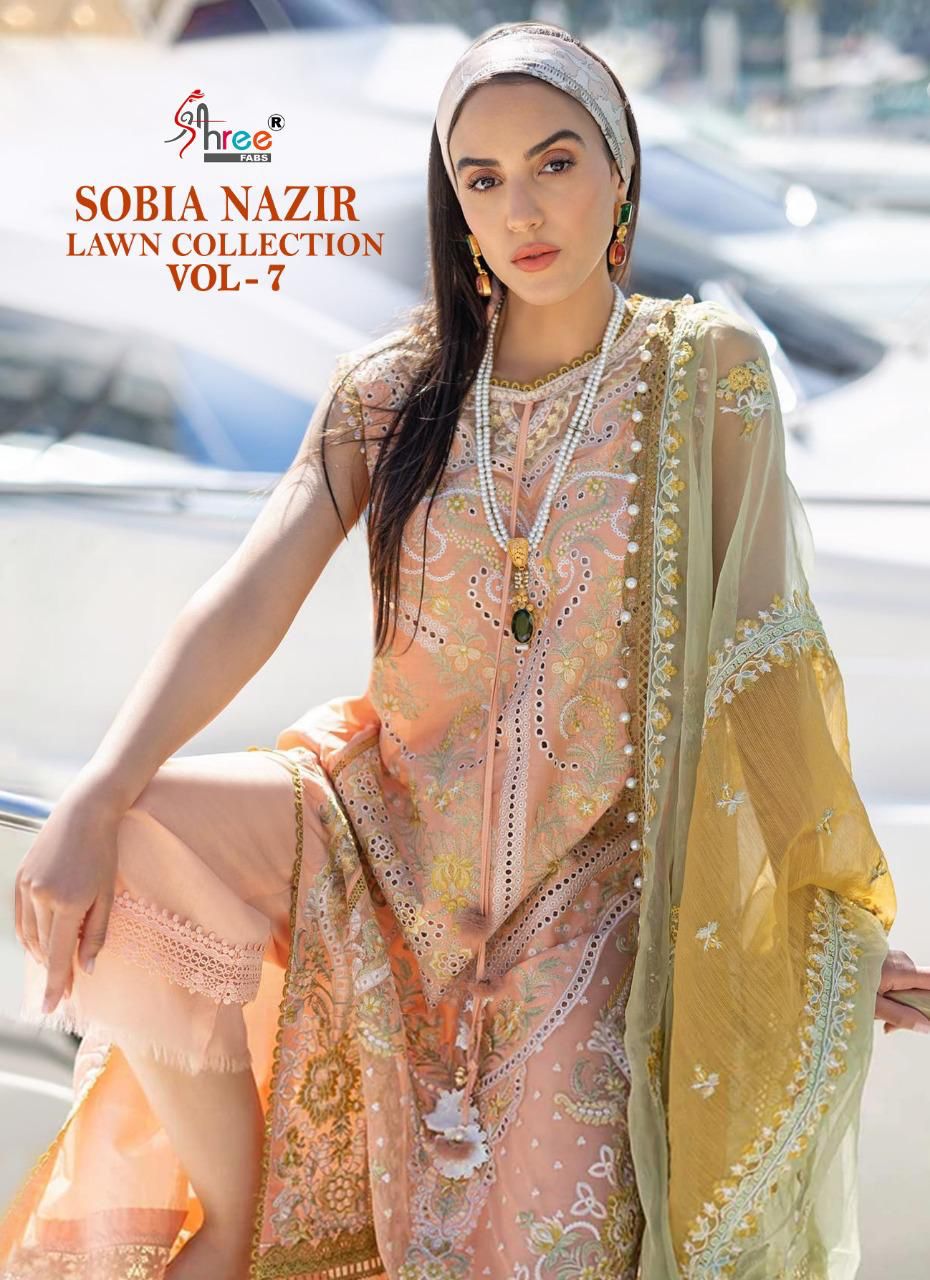 shree fab sobiya nazir lawn collection vol 7 cotton regal look salwar suit  catalog