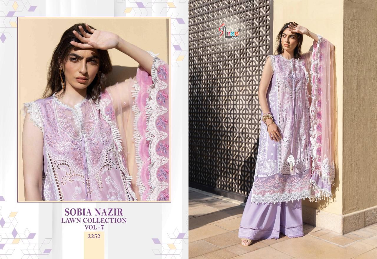 shree fab sobiya nazir lawn collection vol 7 cotton regal look salwar suit  catalog