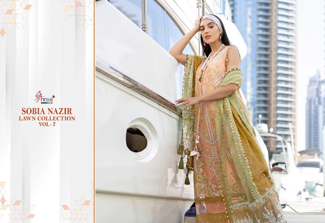 shree fab sobiya nazir lawn collection vol 7 cotton regal look salwar suit  catalog