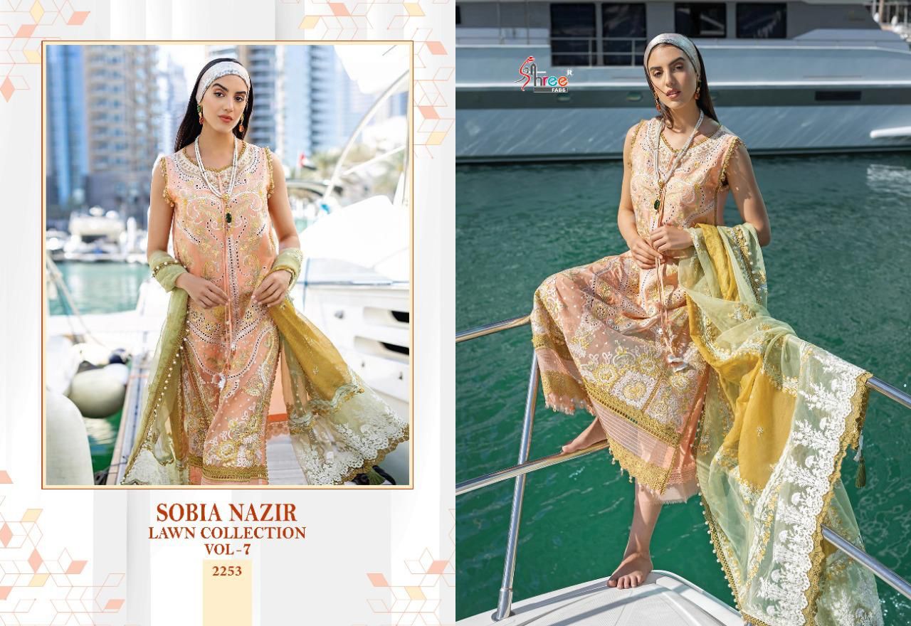 shree fab sobiya nazir lawn collection vol 7 cotton regal look salwar suit  catalog