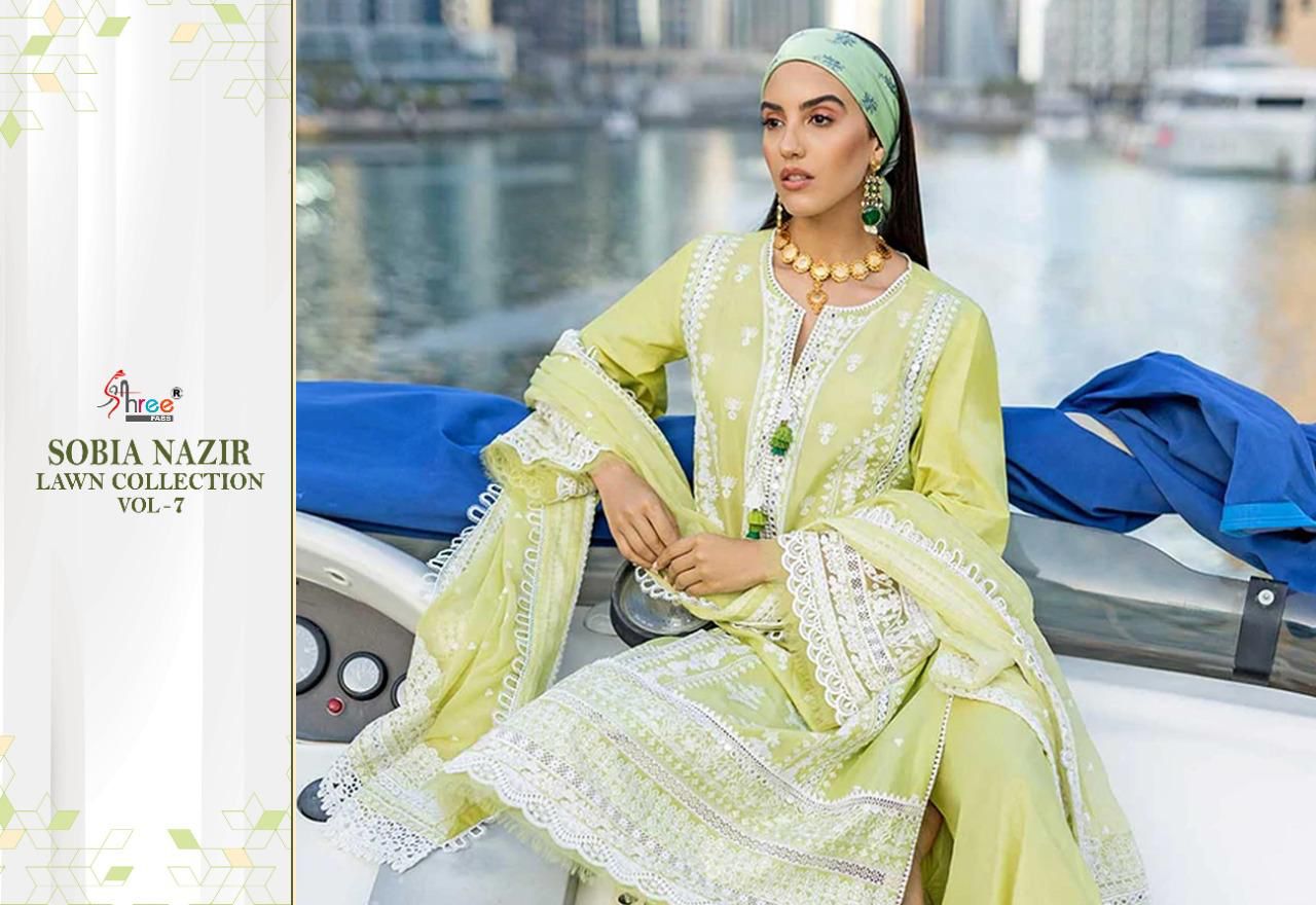 shree fab sobiya nazir lawn collection vol 7 cotton regal look salwar suit  catalog