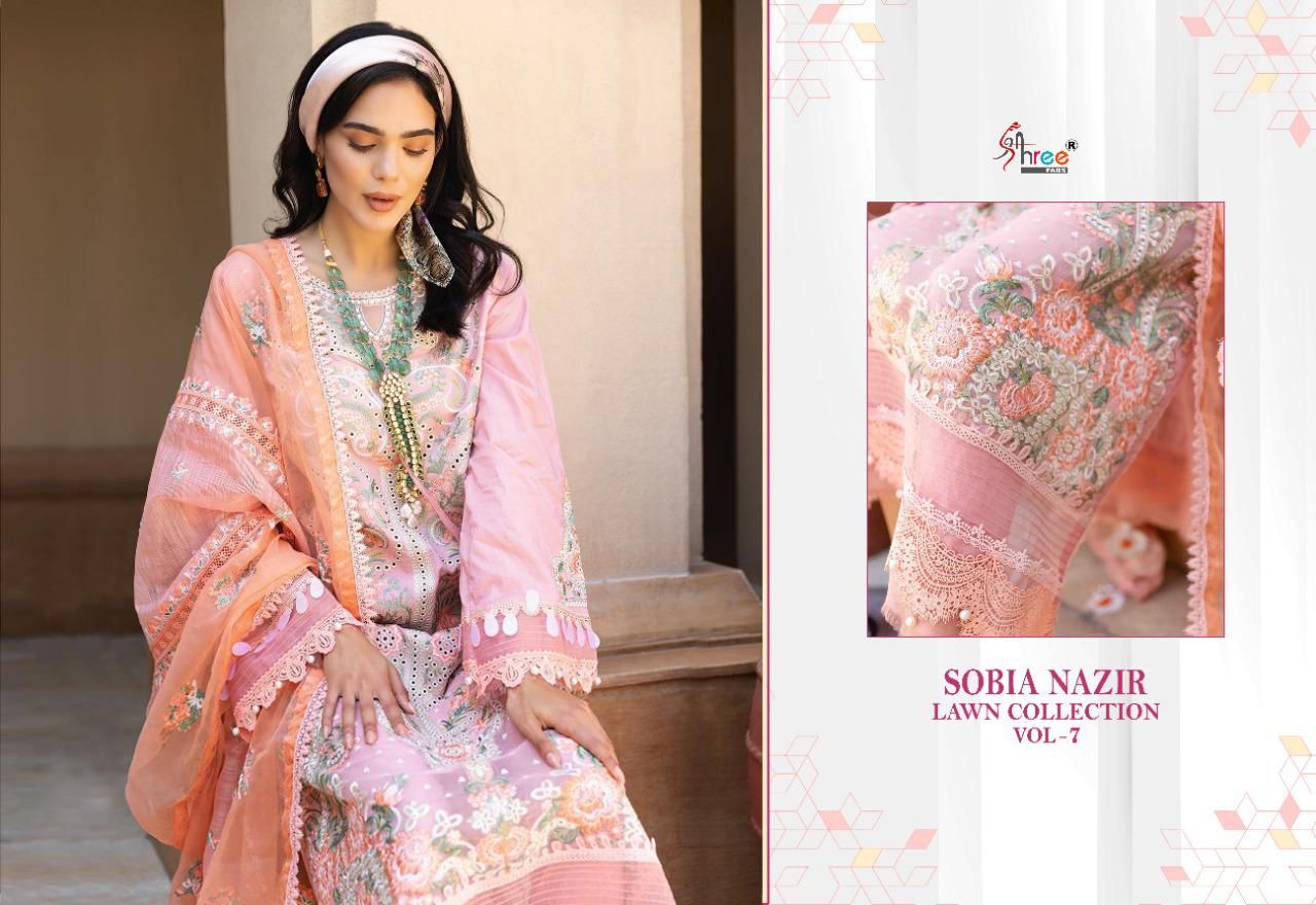 shree fab sobiya nazir lawn collection vol 7 cotton regal look salwar suit  catalog