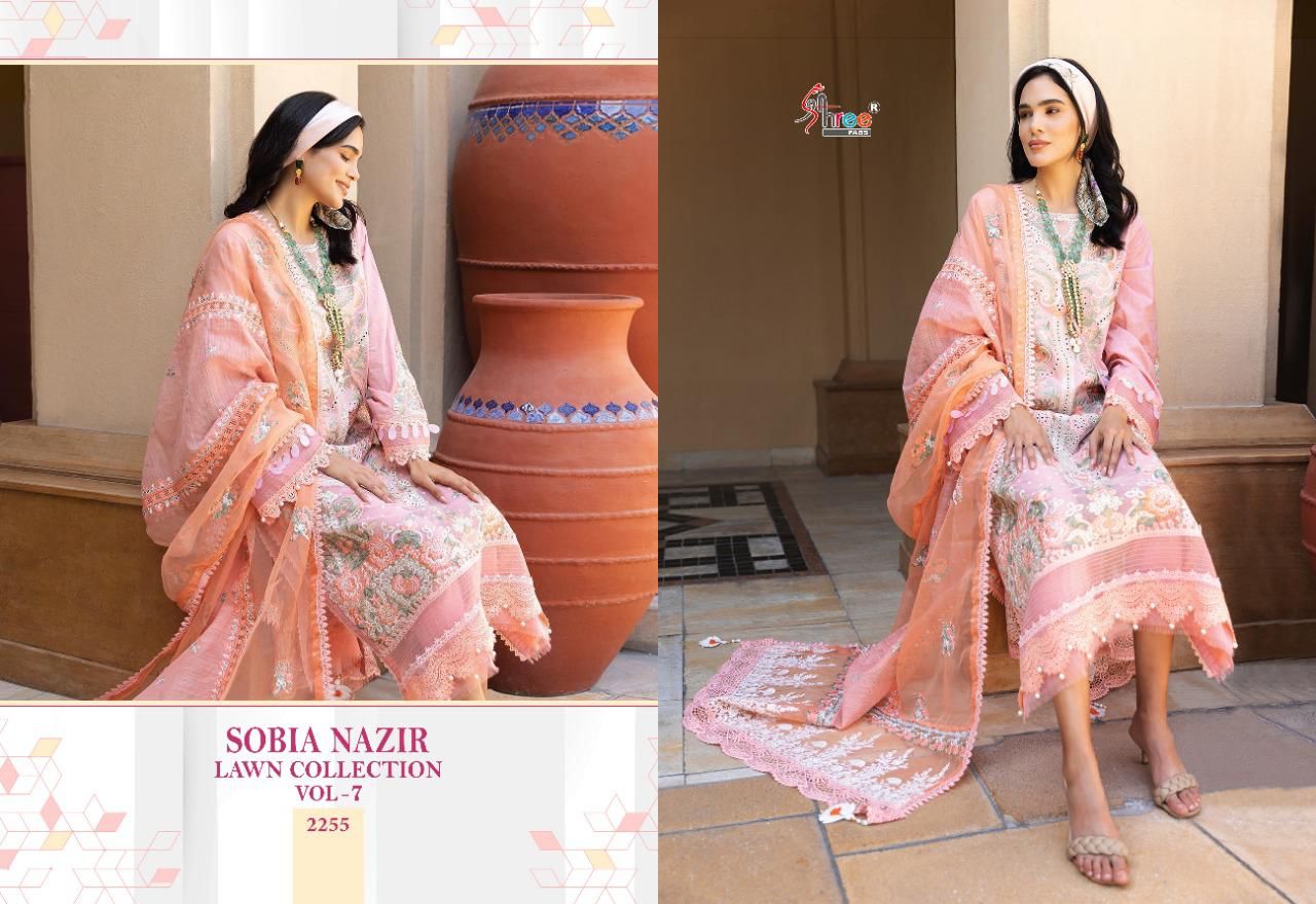 shree fab sobiya nazir lawn collection vol 7 cotton regal look salwar suit  catalog