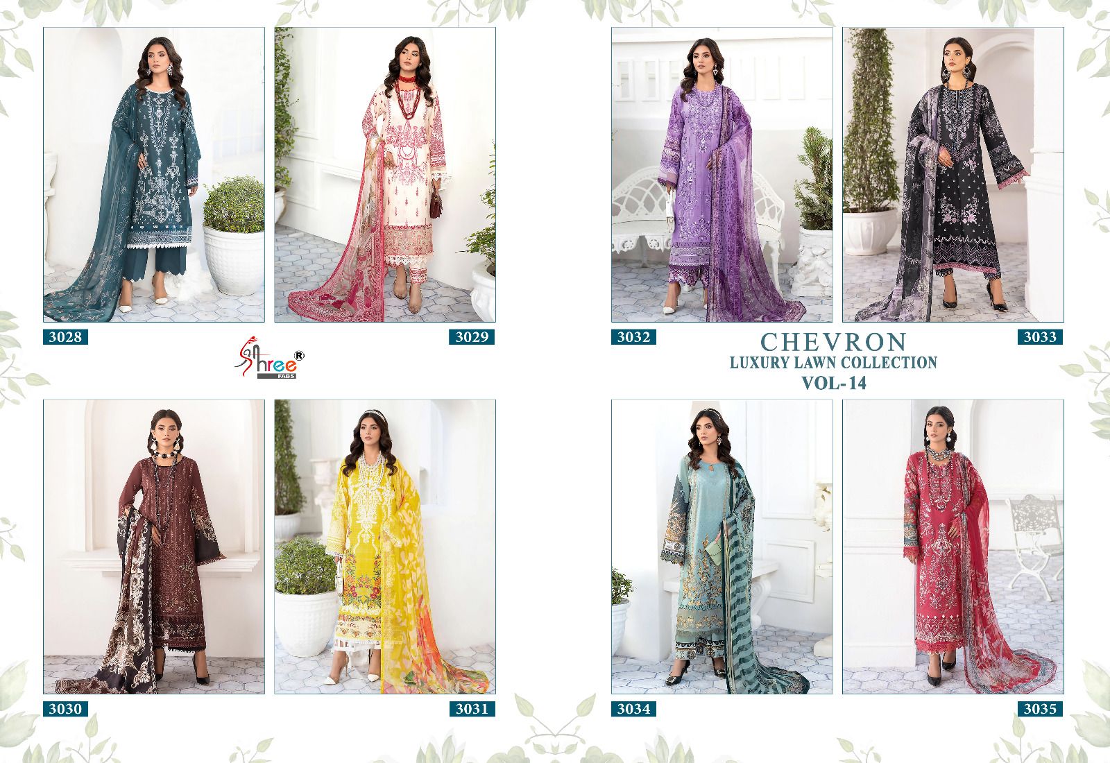 shree fabs chevron luxury lawn collection vol 14 lawn cotton attrective print salwar suit with chiffon dupatta catalog