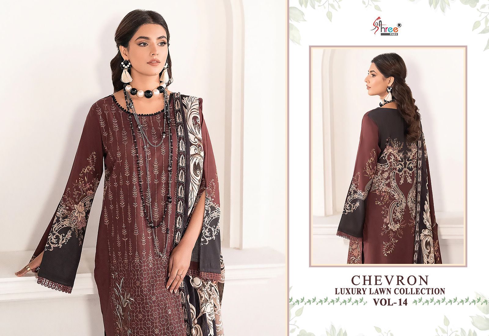 shree fabs chevron luxury lawn collection vol 14 lawn cotton attrective print salwar suit with chiffon dupatta catalog