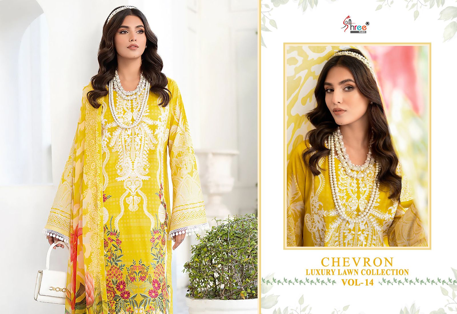 shree fabs chevron luxury lawn collection vol 14 lawn cotton attrective print salwar suit with chiffon dupatta catalog