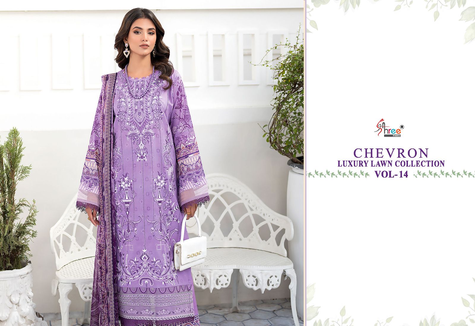 shree fabs chevron luxury lawn collection vol 14 lawn cotton attrective print salwar suit with chiffon dupatta catalog