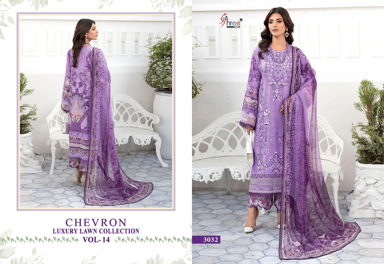 shree fabs chevron luxury lawn collection vol 14 lawn cotton attrective print salwar suit with chiffon dupatta catalog