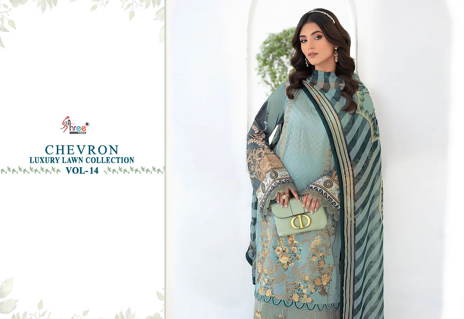 shree fabs chevron luxury lawn collection vol 14 lawn cotton attrective print salwar suit with chiffon dupatta catalog