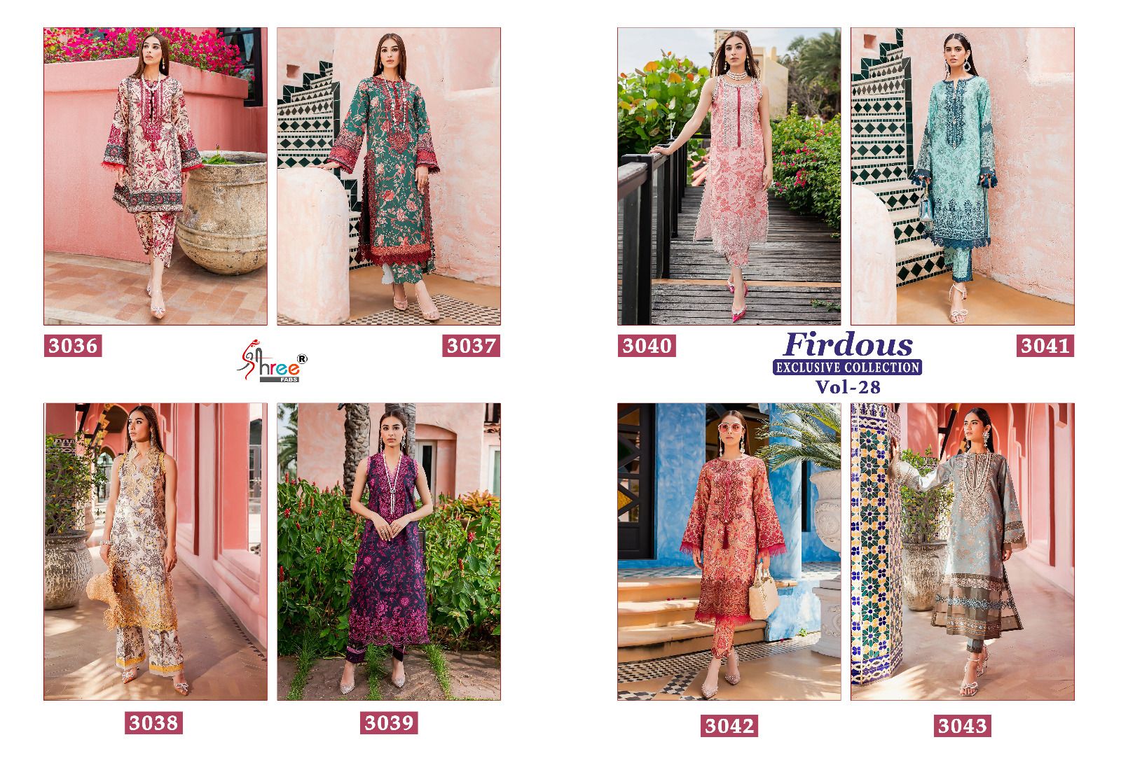 shree fabs firdous exclusive collection vol 28  cotton decent look salwar suit with chiffon dupatta catalog