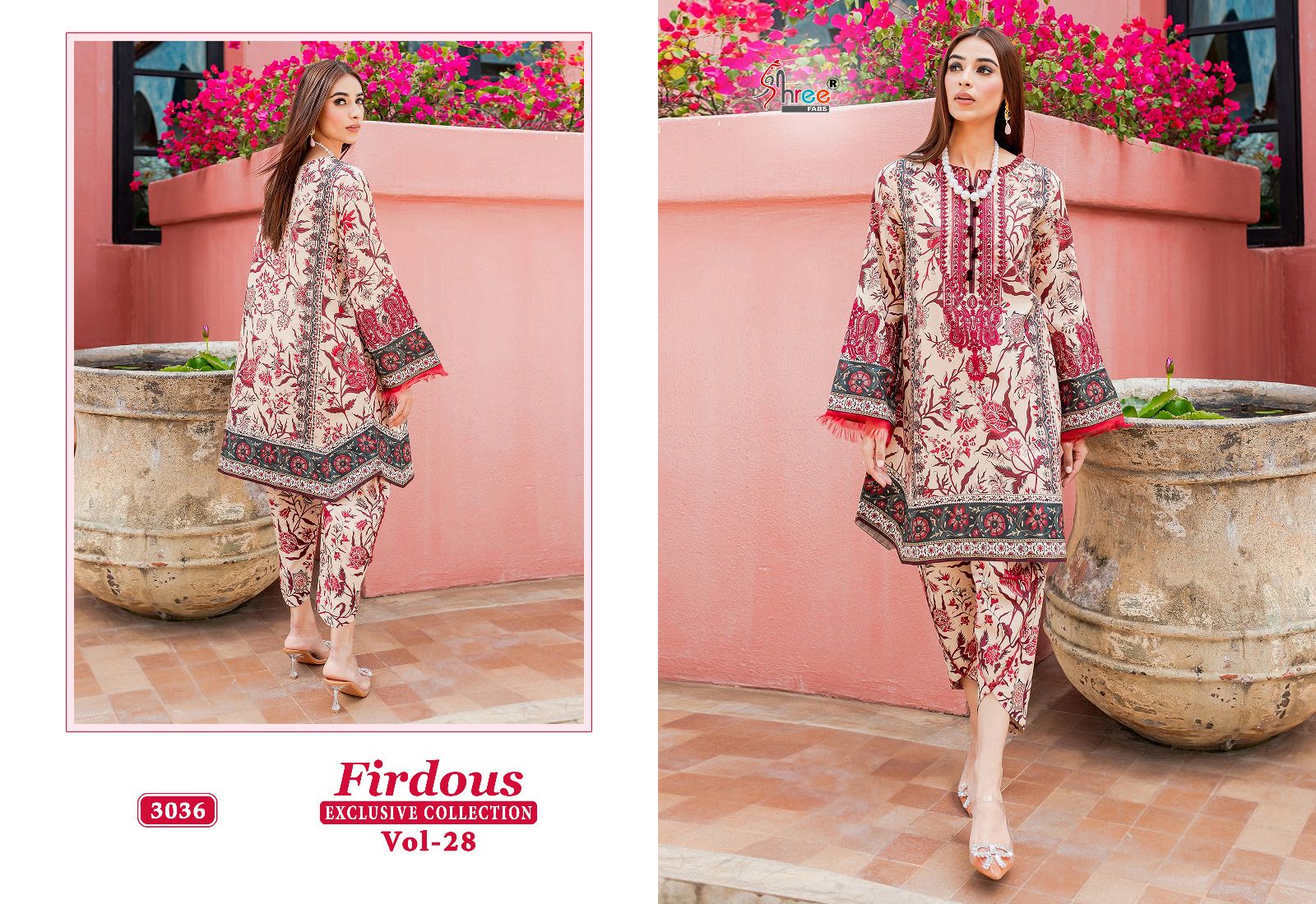 shree fabs firdous exclusive collection vol 28  cotton decent look salwar suit with chiffon dupatta catalog