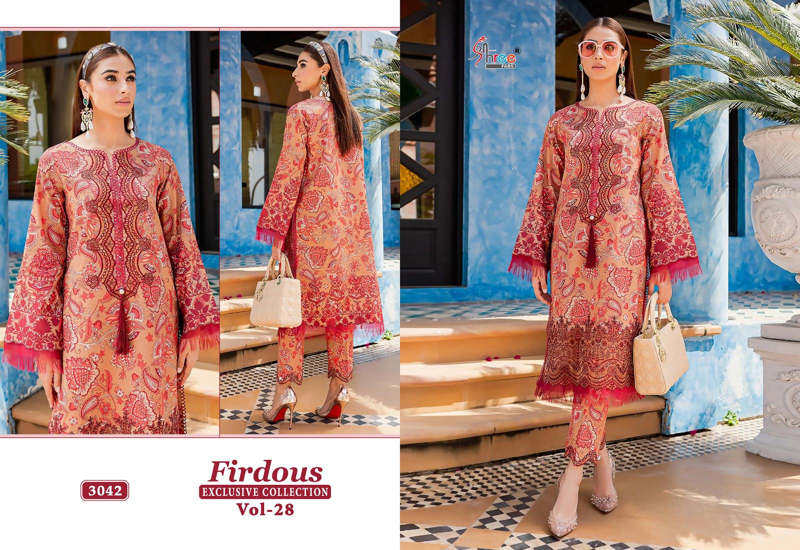 shree fabs firdous exclusive collection vol 28  cotton decent look salwar suit with chiffon dupatta catalog