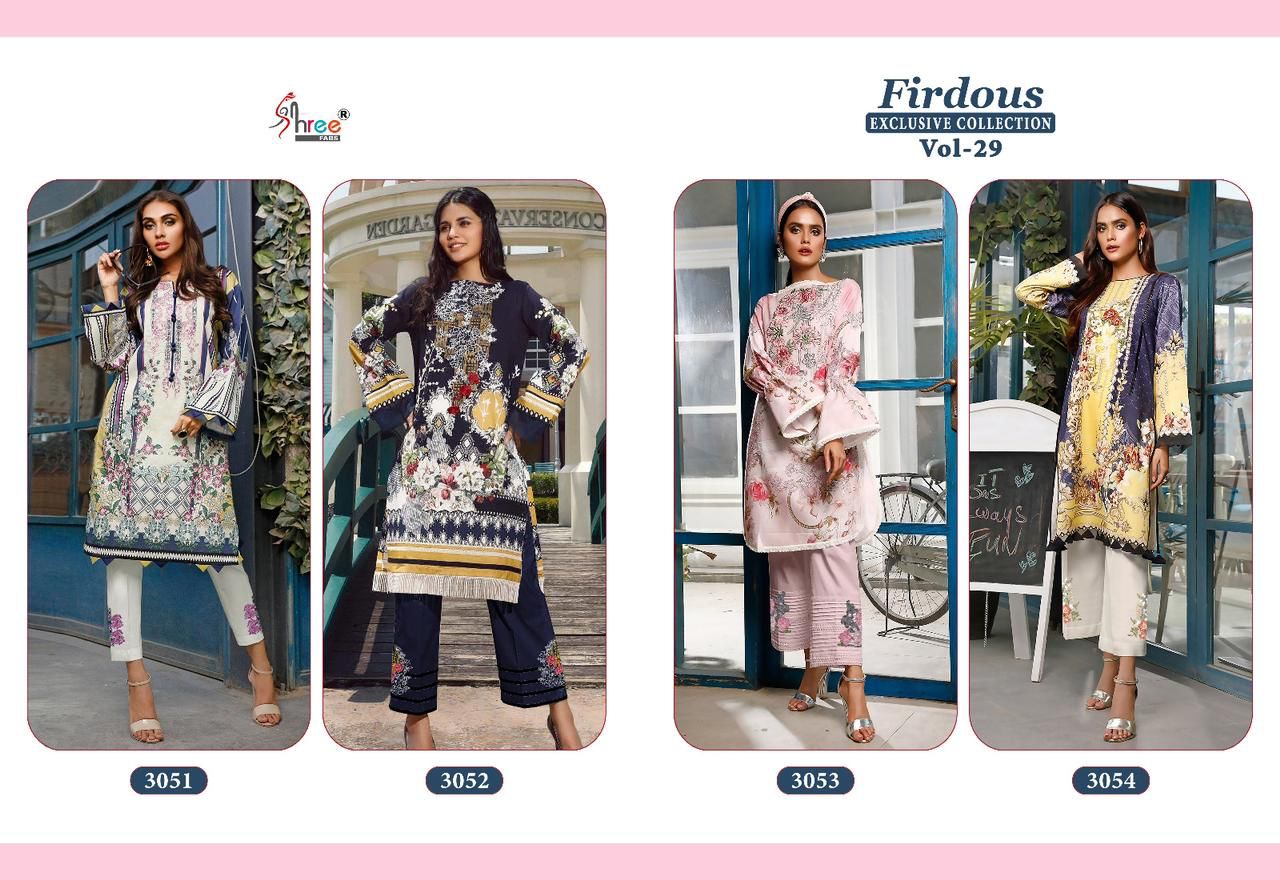 shree fabs firdous exclusive collection vol 29 cotton elegant look salwar suit with chiffon dupatta catalog