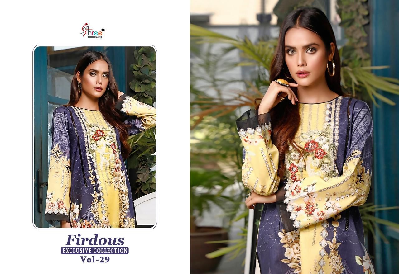 shree fabs firdous exclusive collection vol 29 cotton elegant look salwar suit with chiffon dupatta catalog